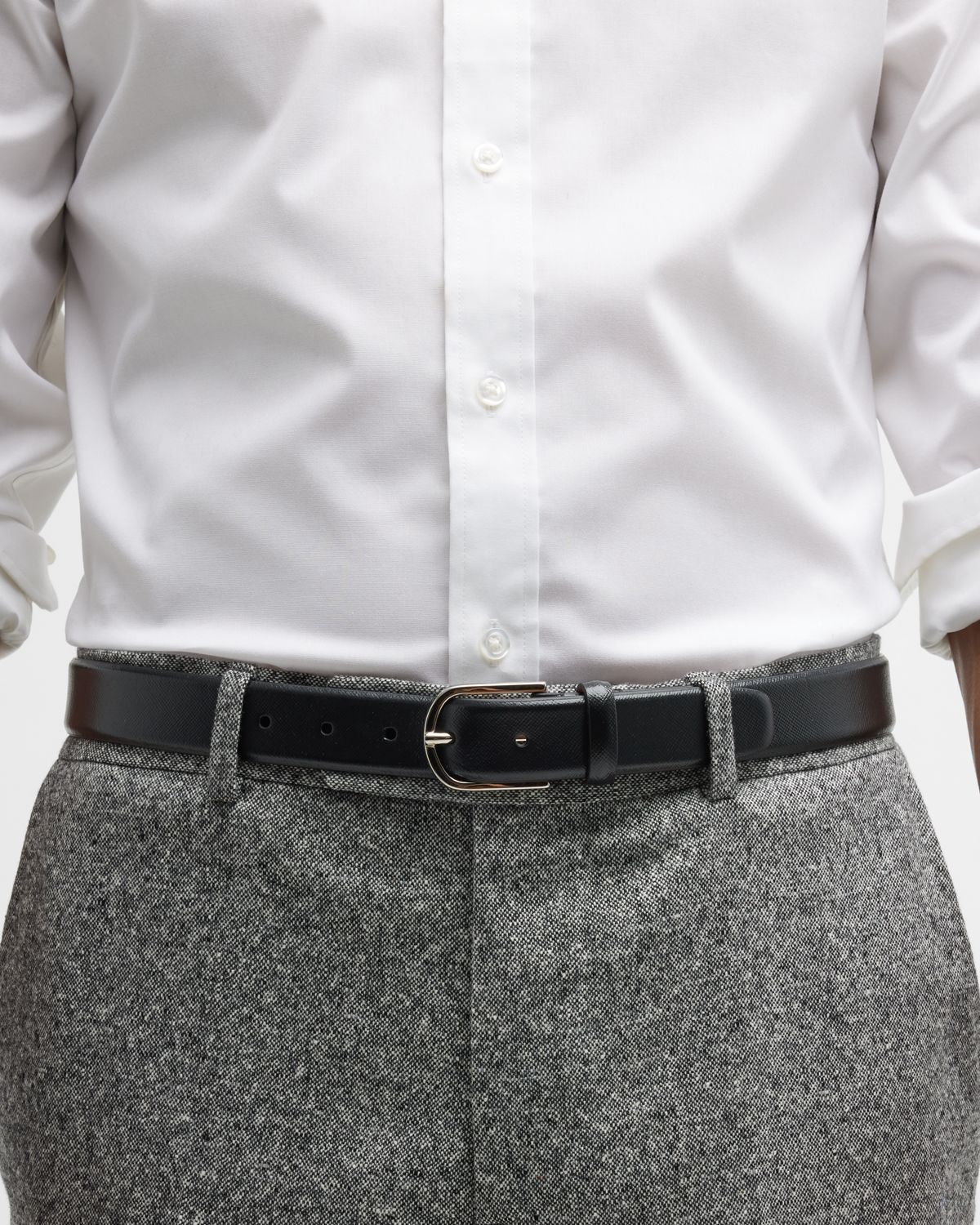 Simonnot Godard Men 's Saffiano Leather Belt, 30mm