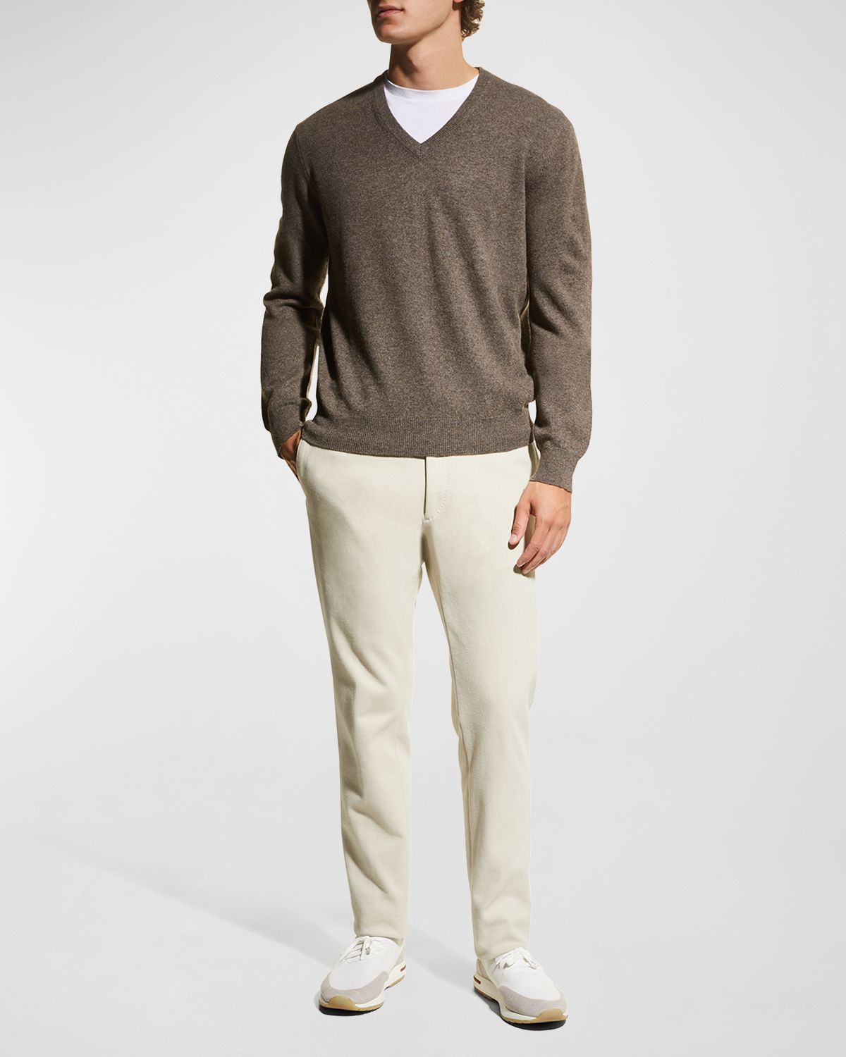 Neiman Marcus Men 's Wool-Cashmere Knit V-Neck Sweater | Thumbnail 5 Neiman Marcus Men 's Wool-Cashmere Knit V-Neck Sweater | Thumbnail 5