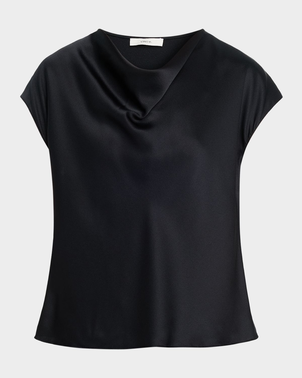 Vince Cowl-Neck Cap-Sleeve Satin Blouse