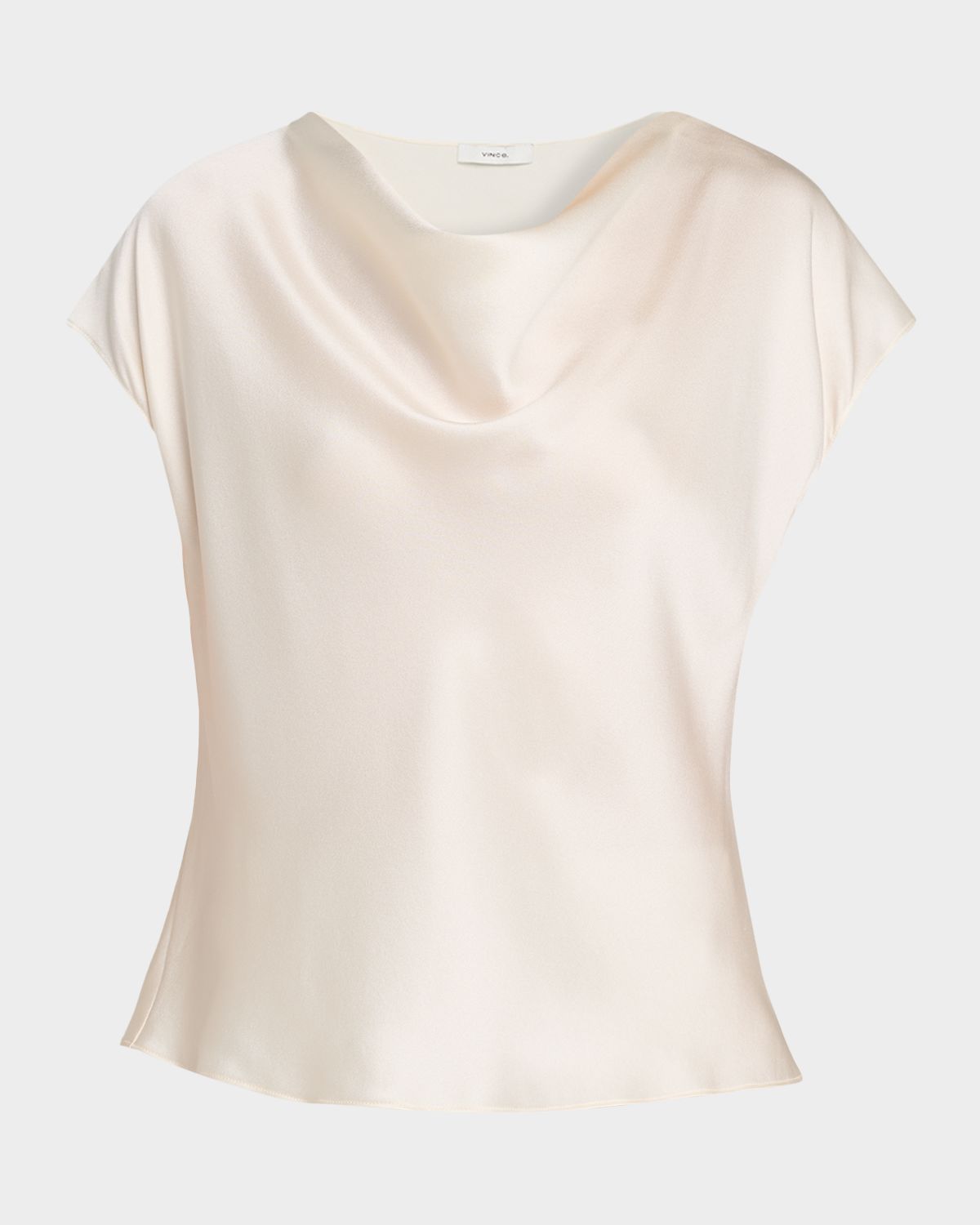 Vince Cowl-Neck Cap-Sleeve Satin Blouse