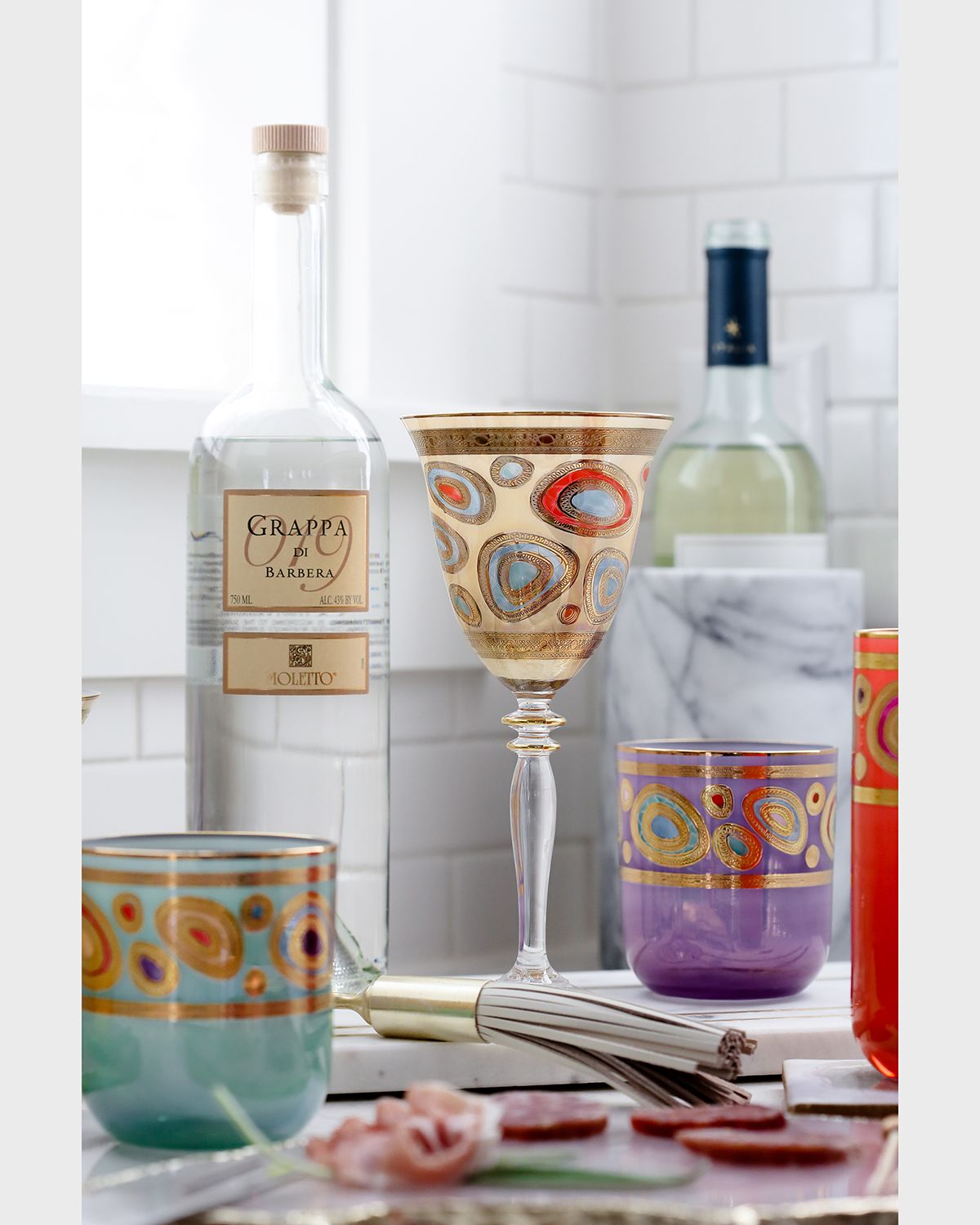 Vietri Regalia Assorted Double Old-Fashioned Glasses, Set of 4