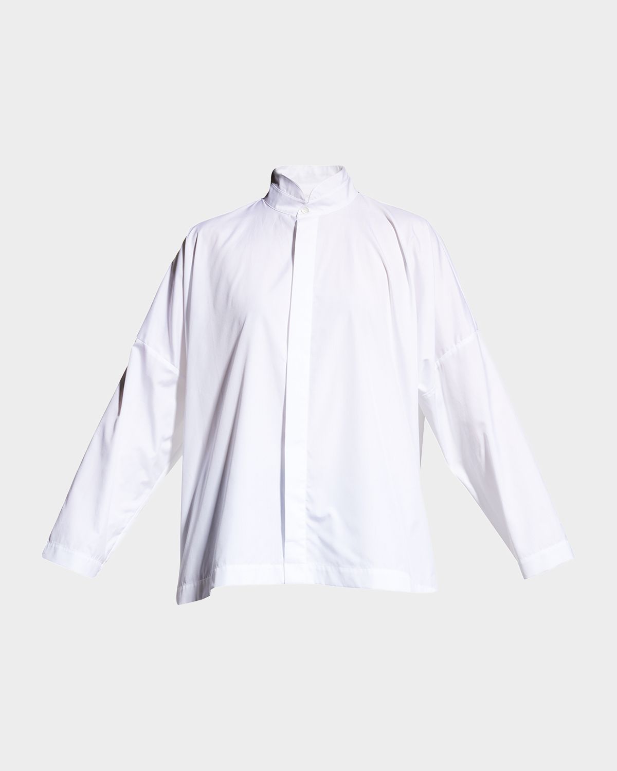 Eskandar Wide Longer-Back Double Stand Collar Shirt (Mid Plus Length) | Thumbnail 6 Eskandar Wide Longer-Back Double Stand Collar Shirt (Mid Plus Length) | Thumbnail 6