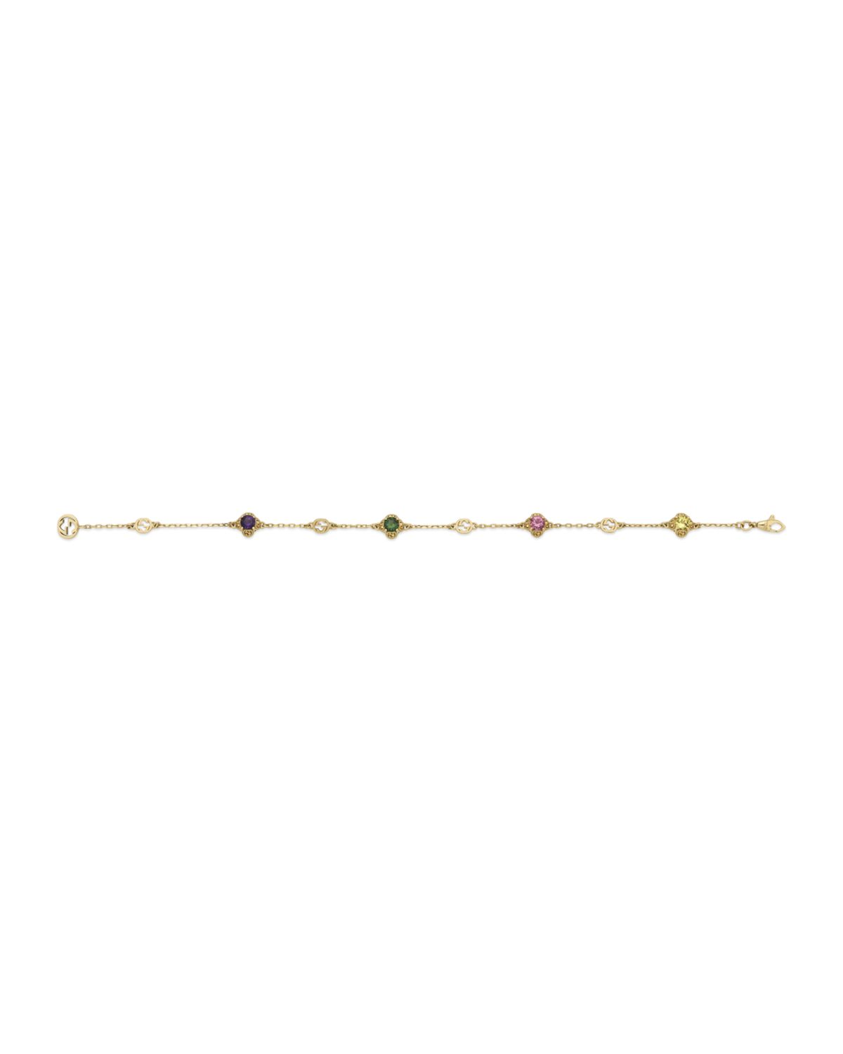 Gucci Interlocking-G and Gemstone Bracelet in Yellow Gold