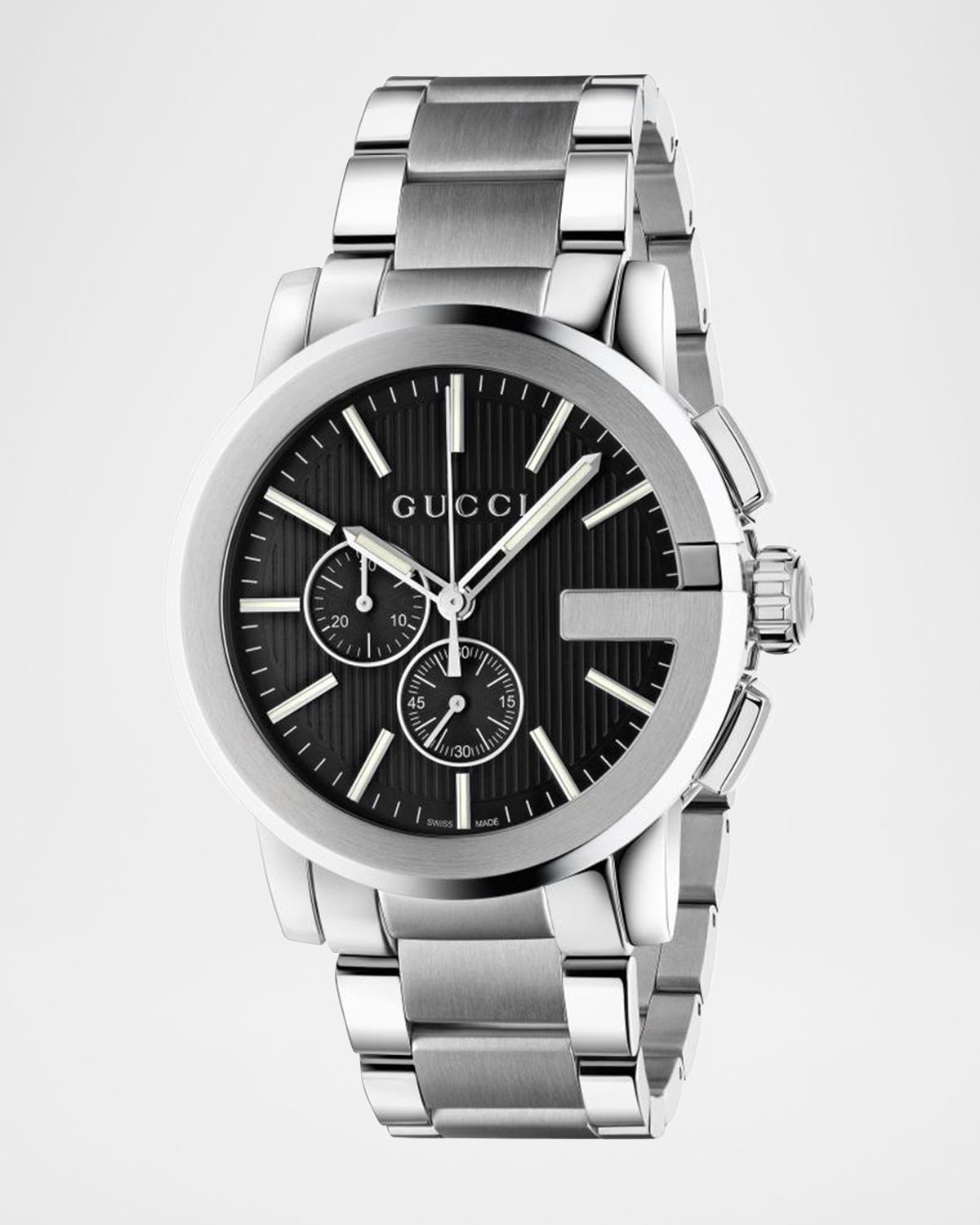 Gucci 44mm G-Chrono Stainless Steel Bracelet Watch