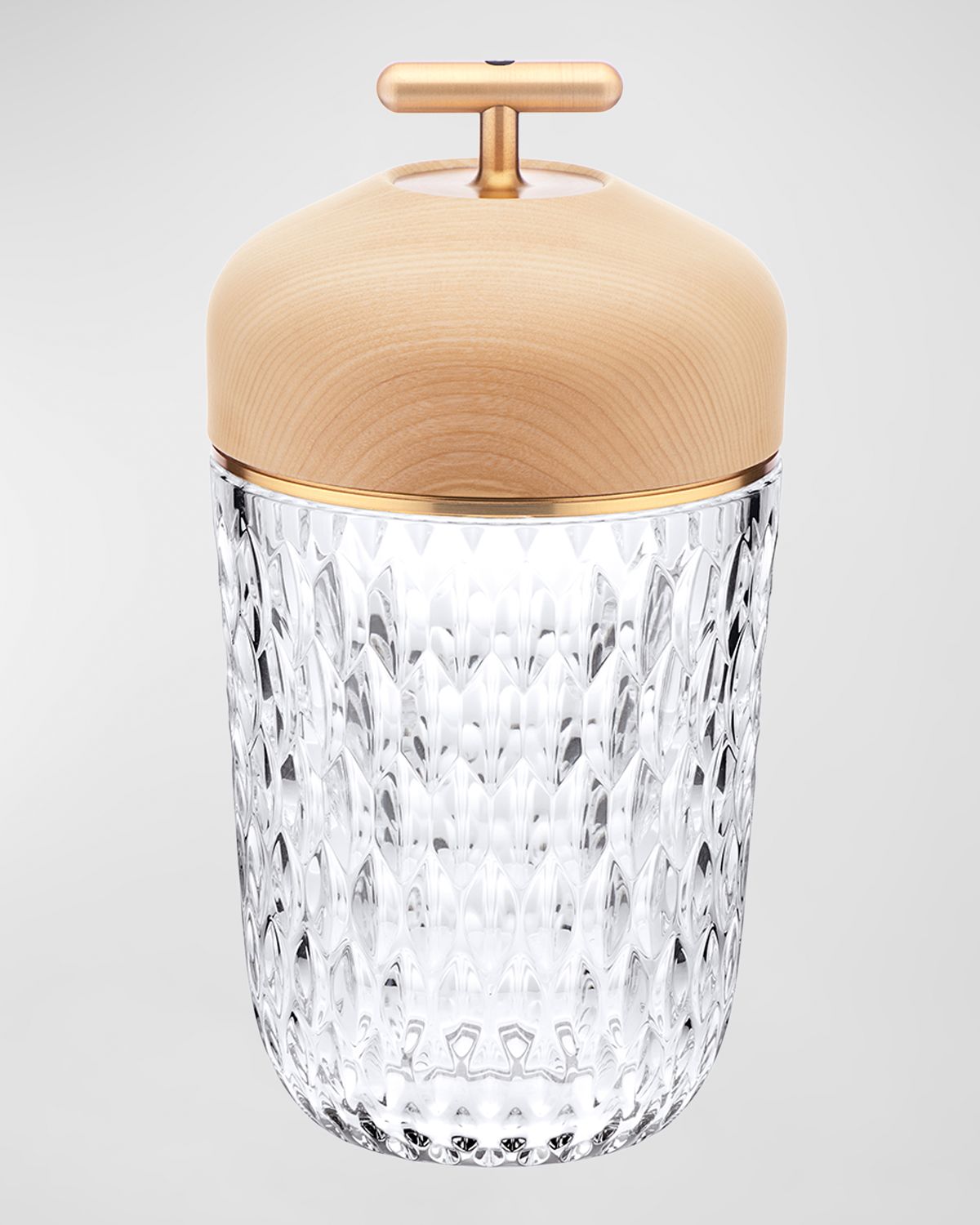 Saint Louis Crystal Folia Clear Woodbrushed Brass Finish Portable Lamp