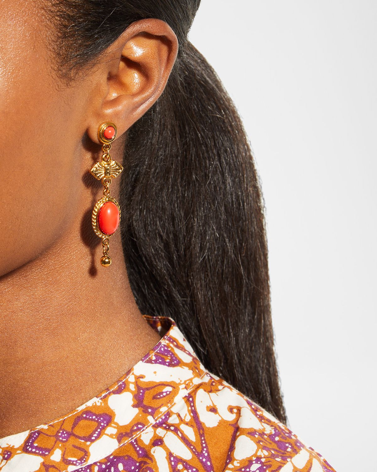 Ben-Amun Red Oval Drop Earrings