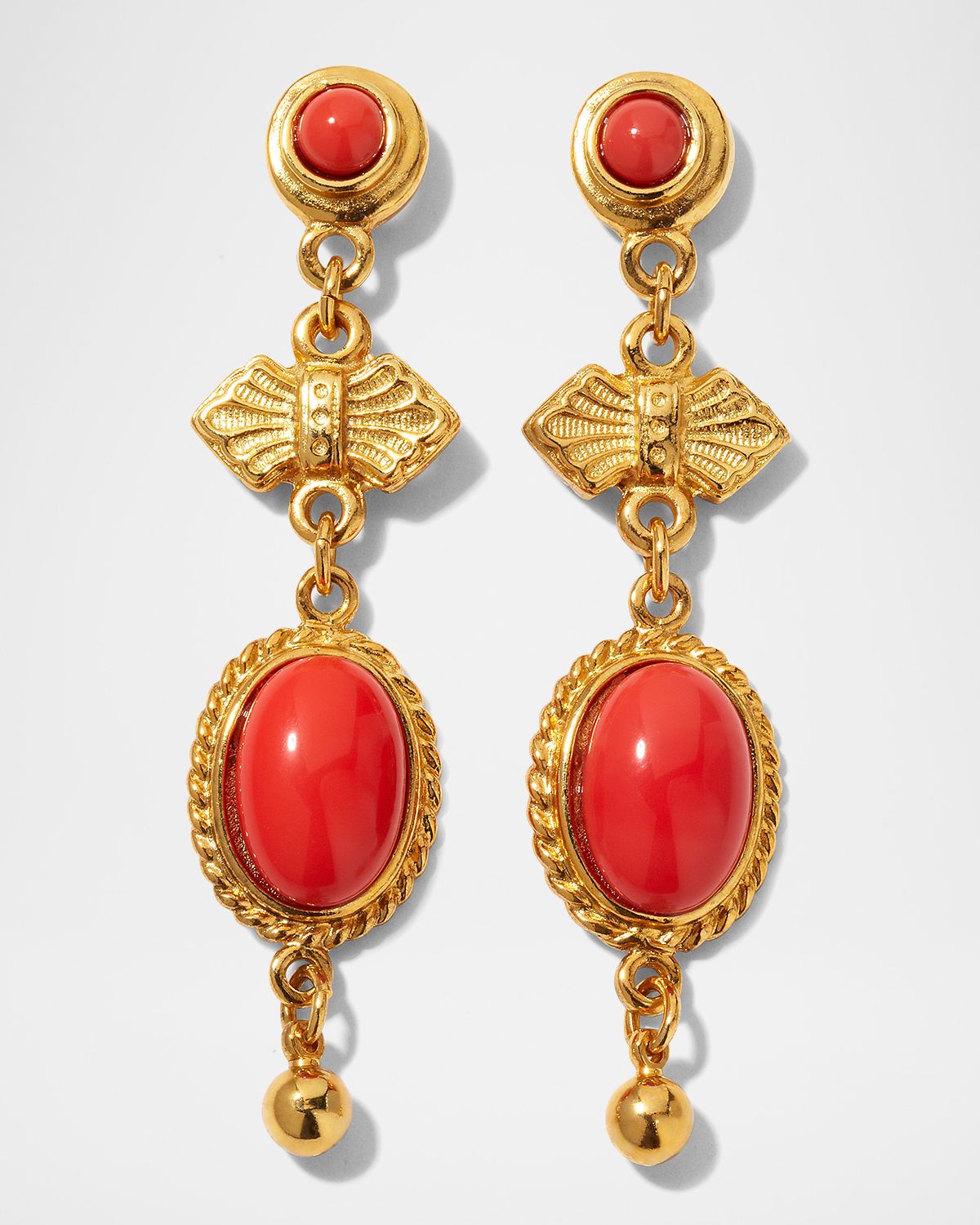 Ben-Amun Red Oval Drop Earrings