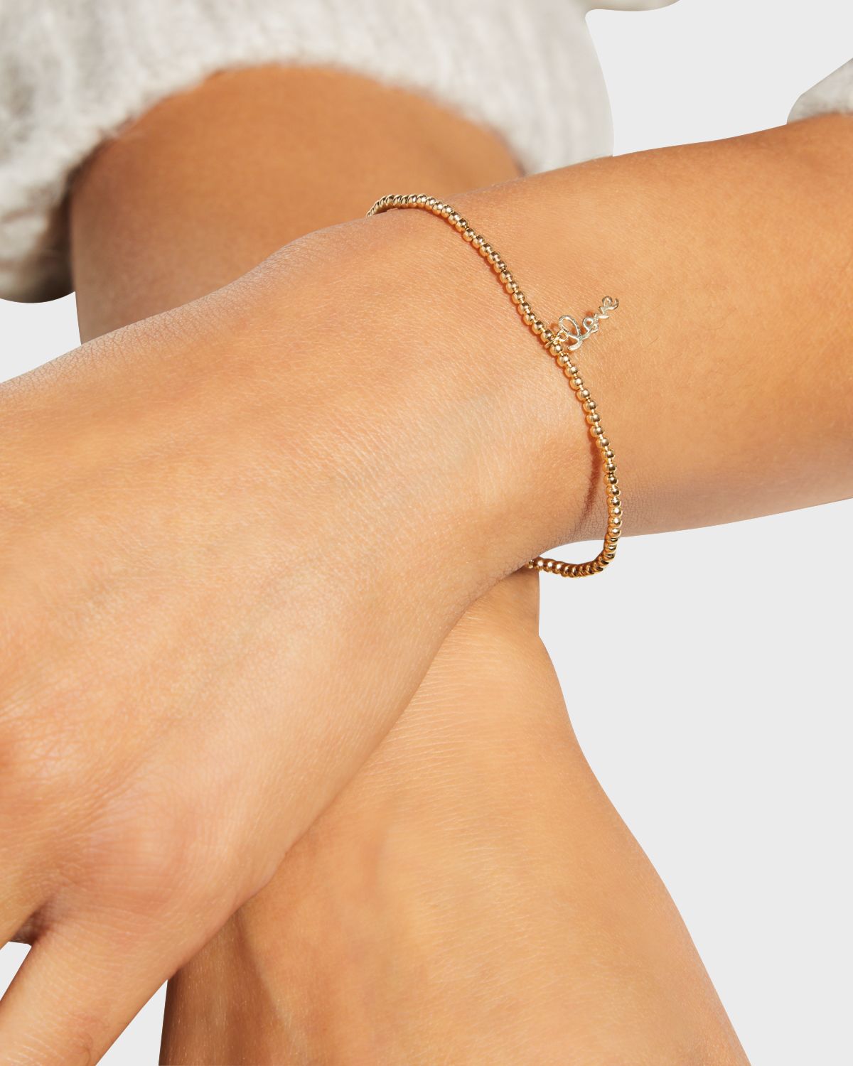 Sydney Evan 2mm Gold Bead Bracelet with Pure Love Charm