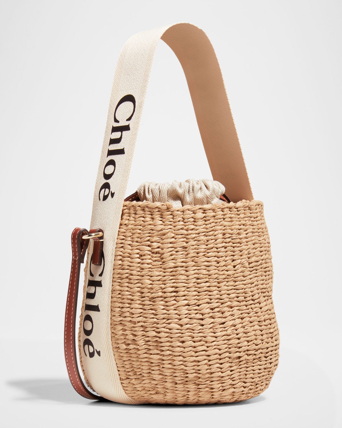 Chloe Woody Small Mifuko Basket Bag in Fair Trade Paper Embellished with Linen