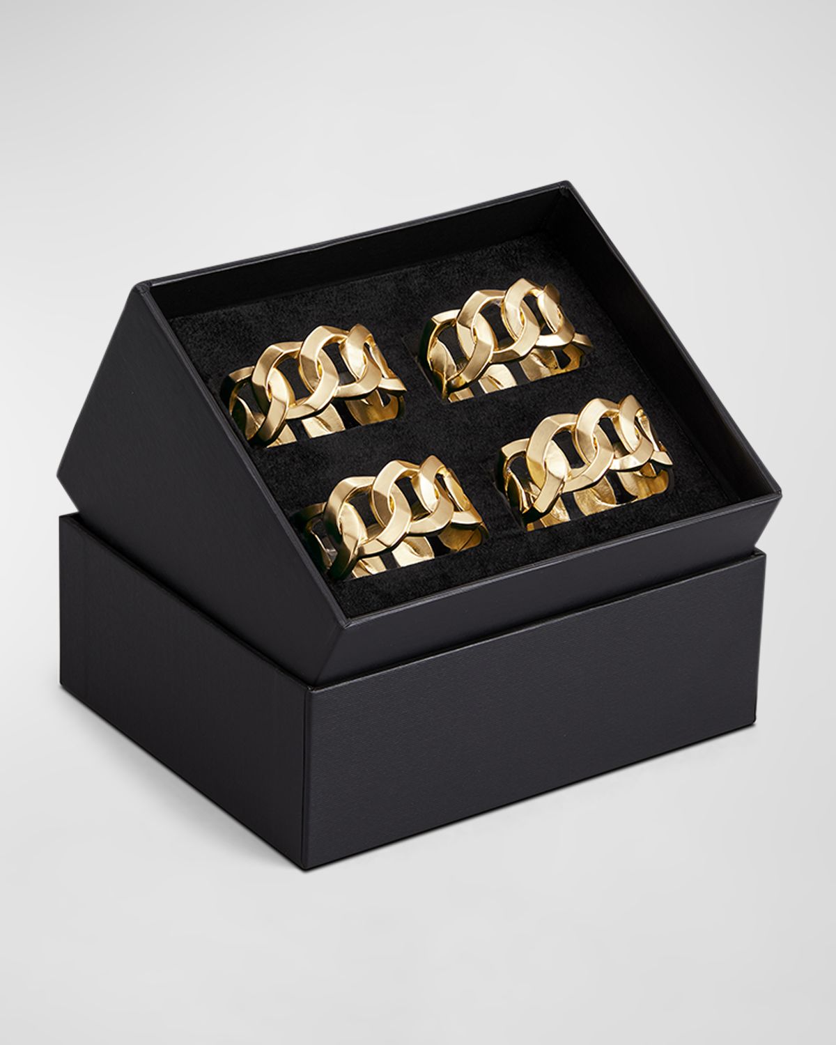 L 'Objet Cuban Link 24K Gold Napkin Rings Jewels, Set of 4