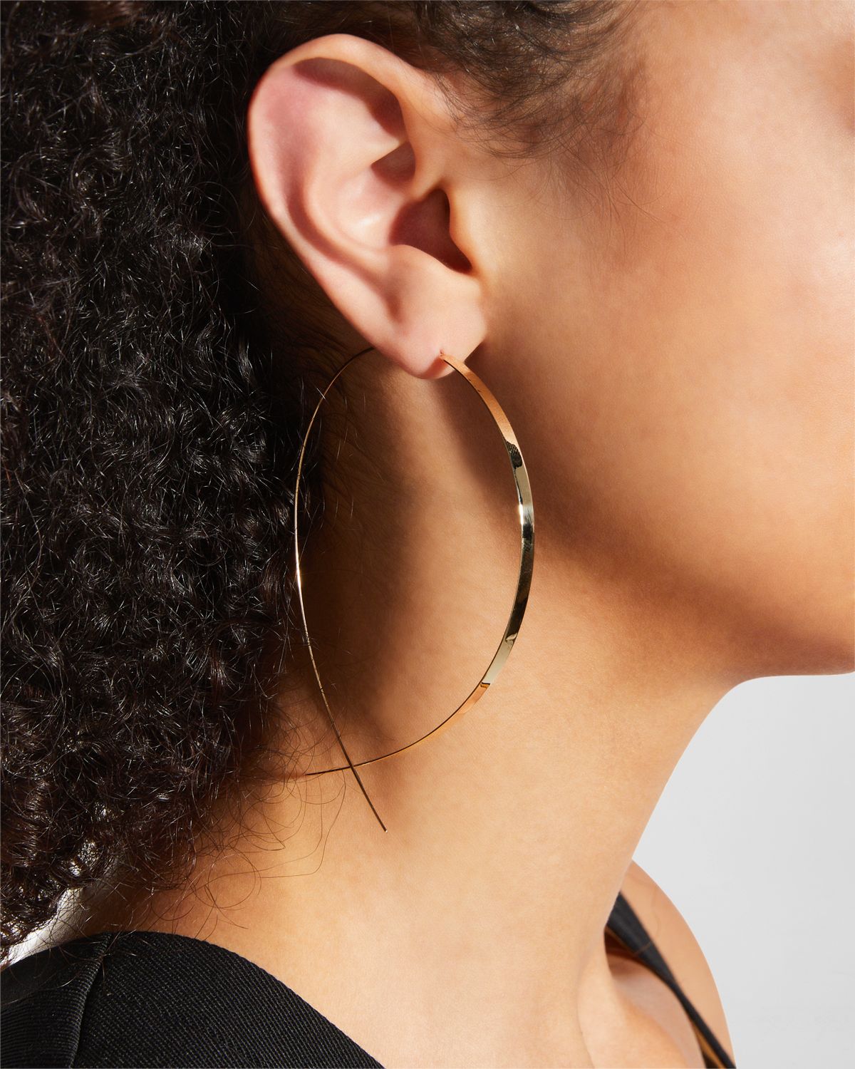 LANA 3mm Wide Flat Mega Upside Down Hoop Earrings