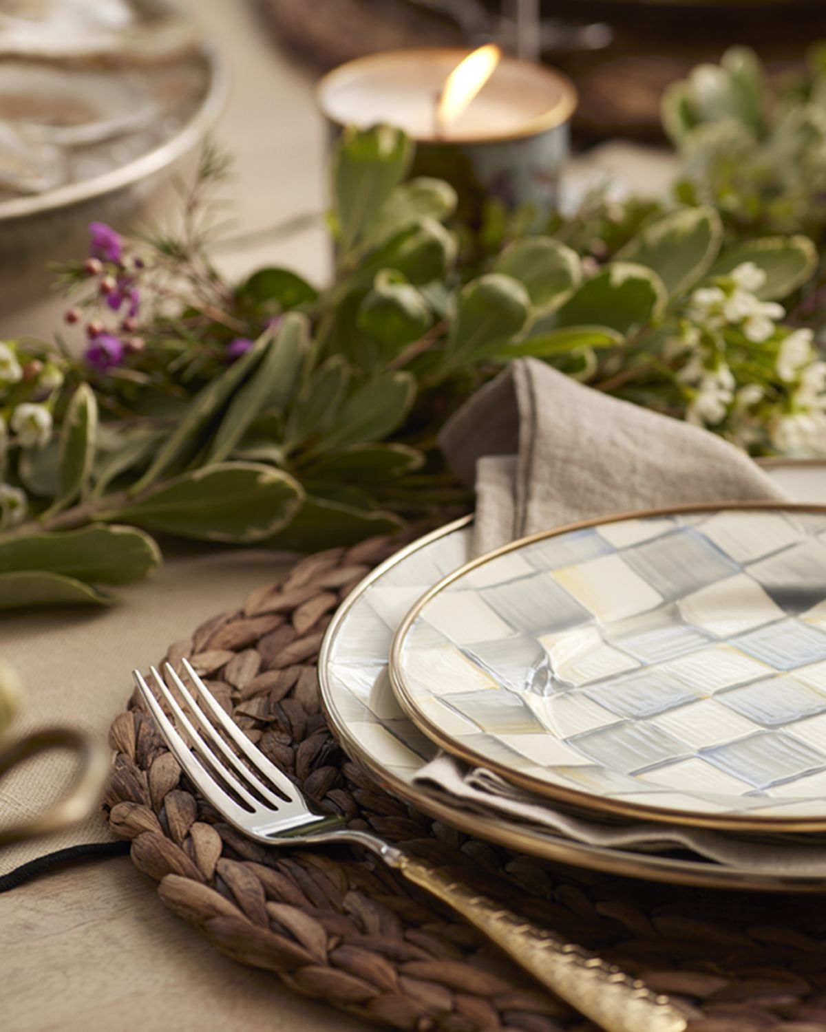 MacKenzie-Childs Sterling Check Salad Plate