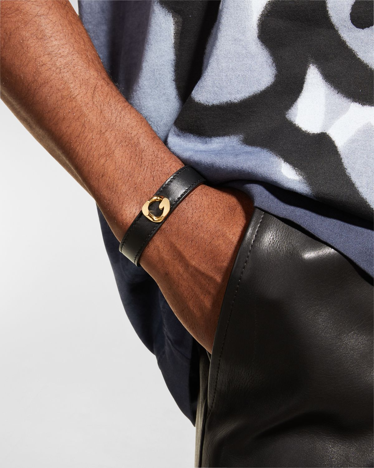 Givenchy Men 's G-Chain Golden Leather Bracelet