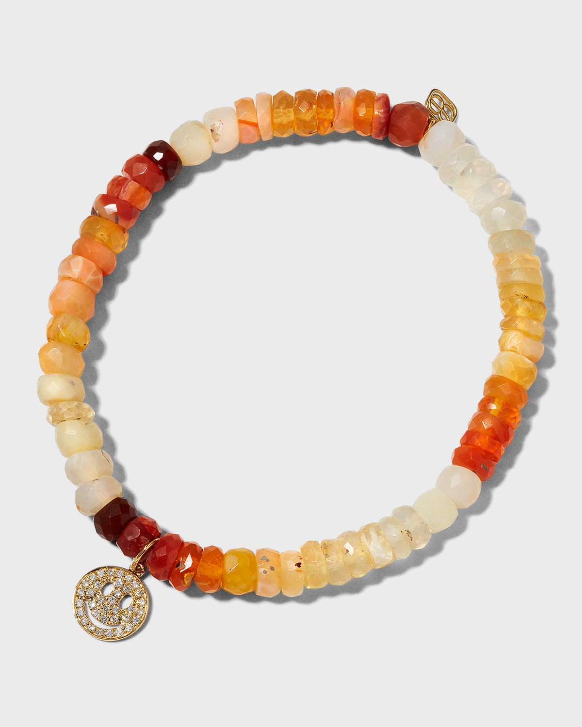Sydney Evan 6mm Fire Opal Bracelet with Diamond Smiley Charm