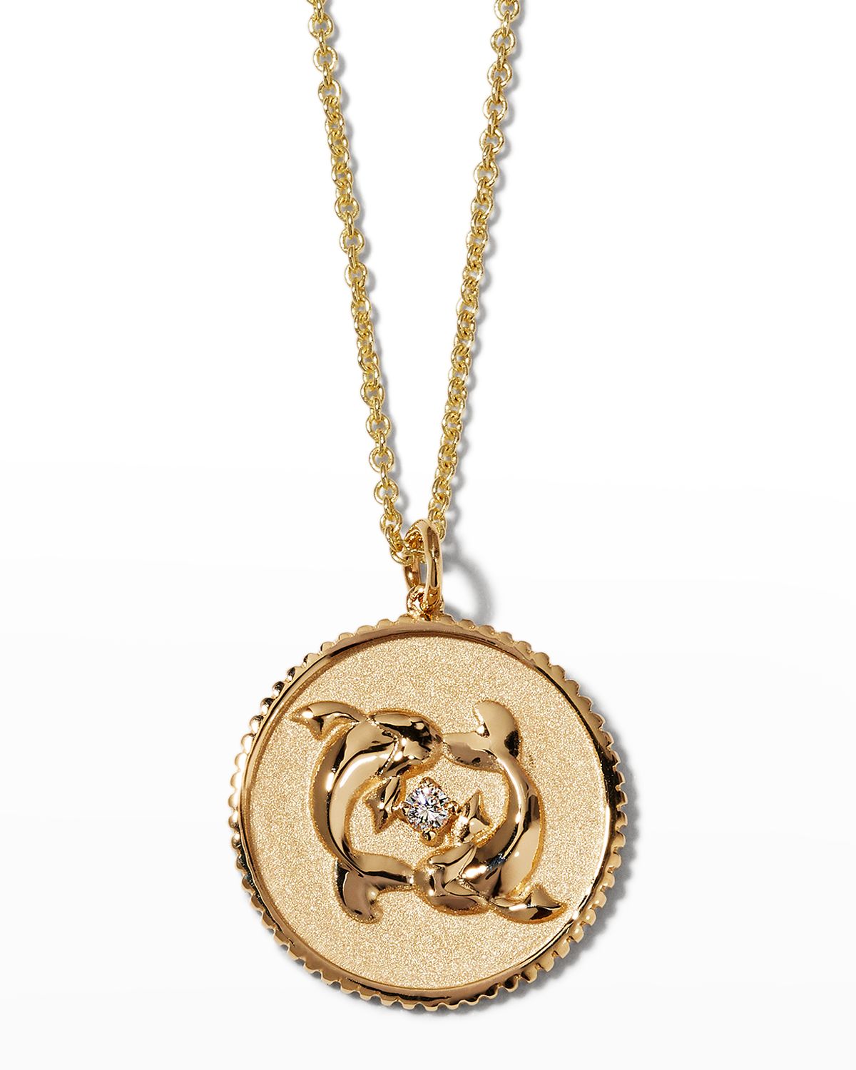 Sydney Evan Large Pisces Medallion Zodiac Necklace