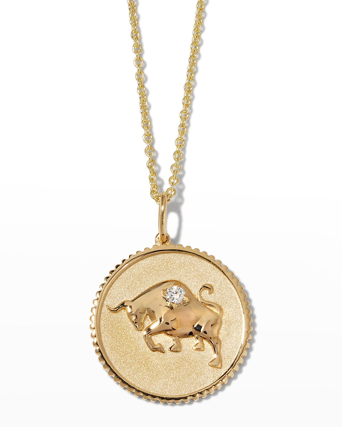 Sydney Evan Large Taurus Medallion Necklace