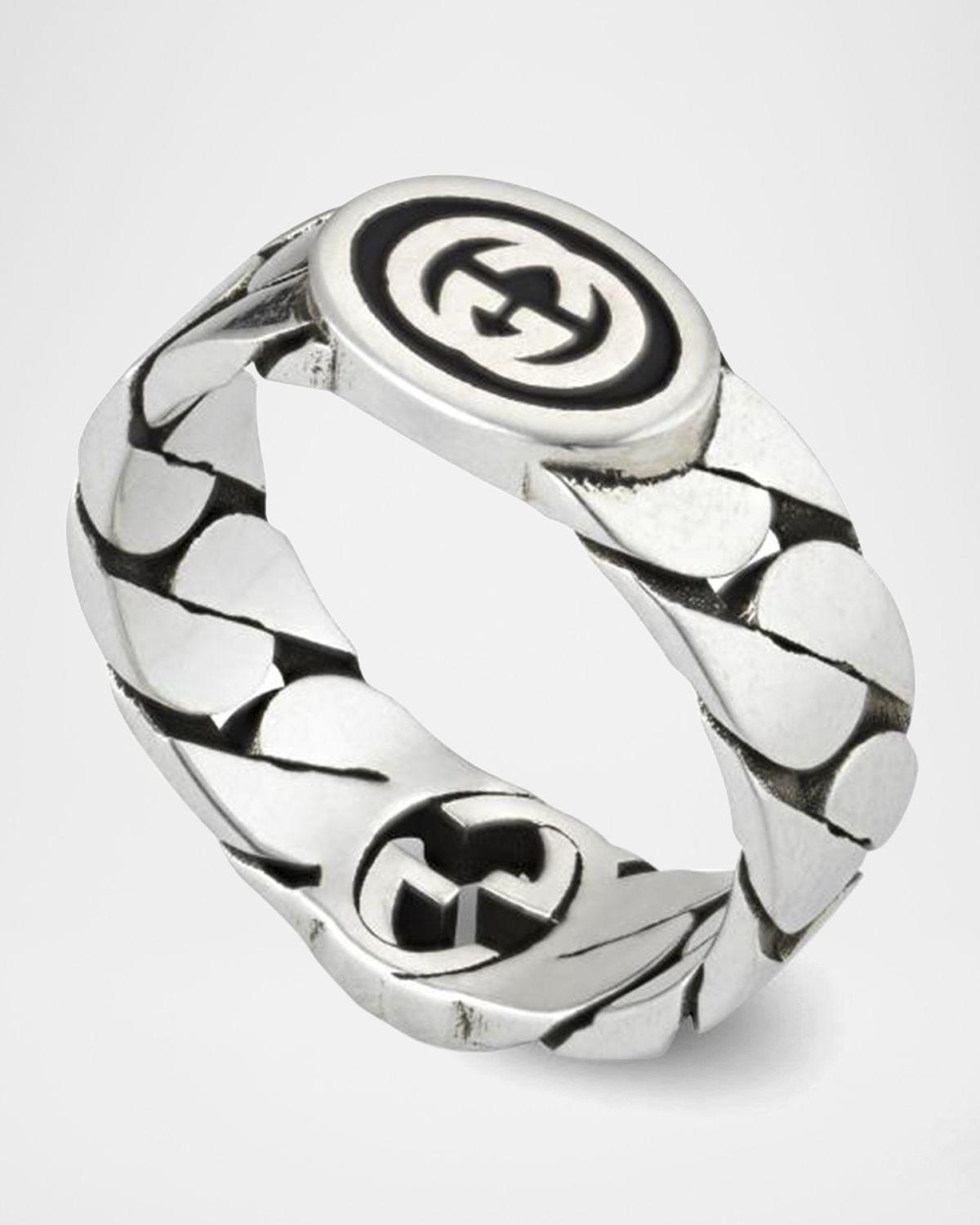 Gucci Men 's Interlocking G Sterling Silver Ring