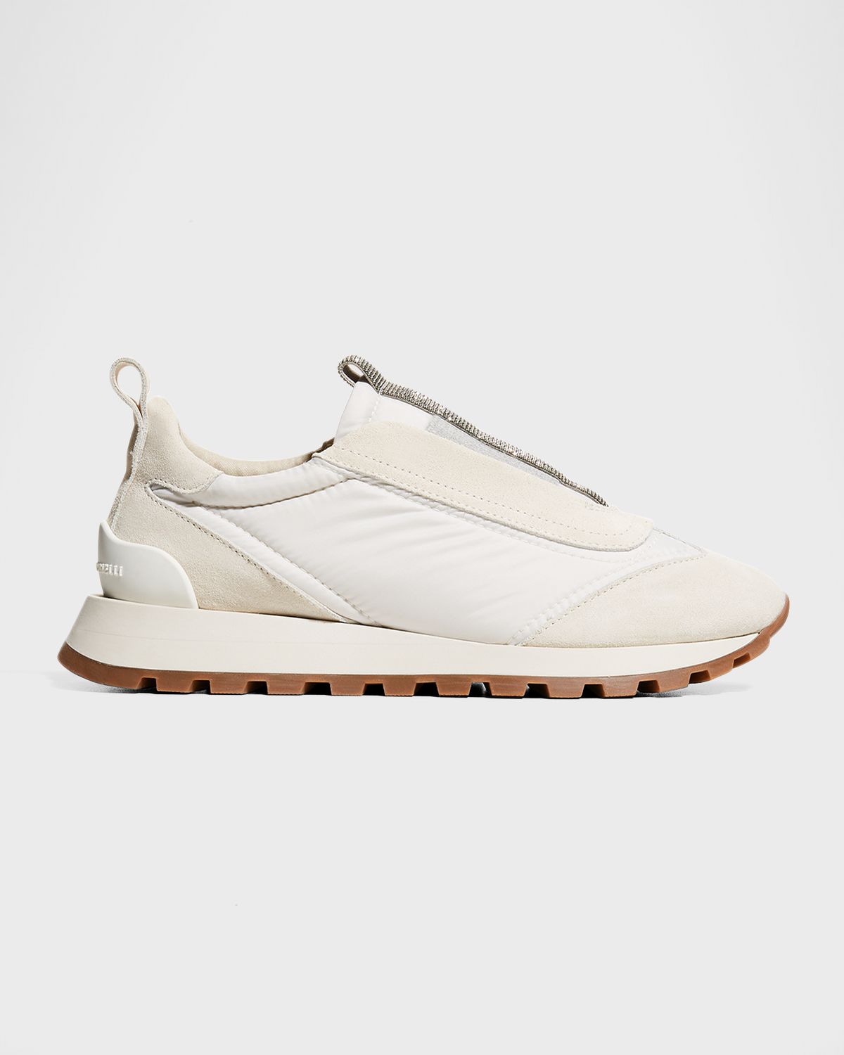 Brunello Cucinelli Mixed Leather Slip-On Runner Sneakers