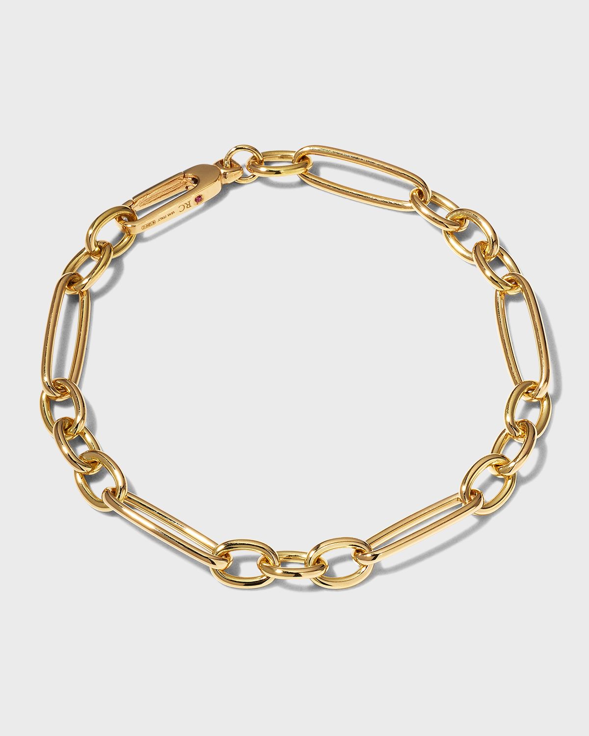 Roberto Coin Yellow Gold Alternating Long and Short Oval Link Bracelet