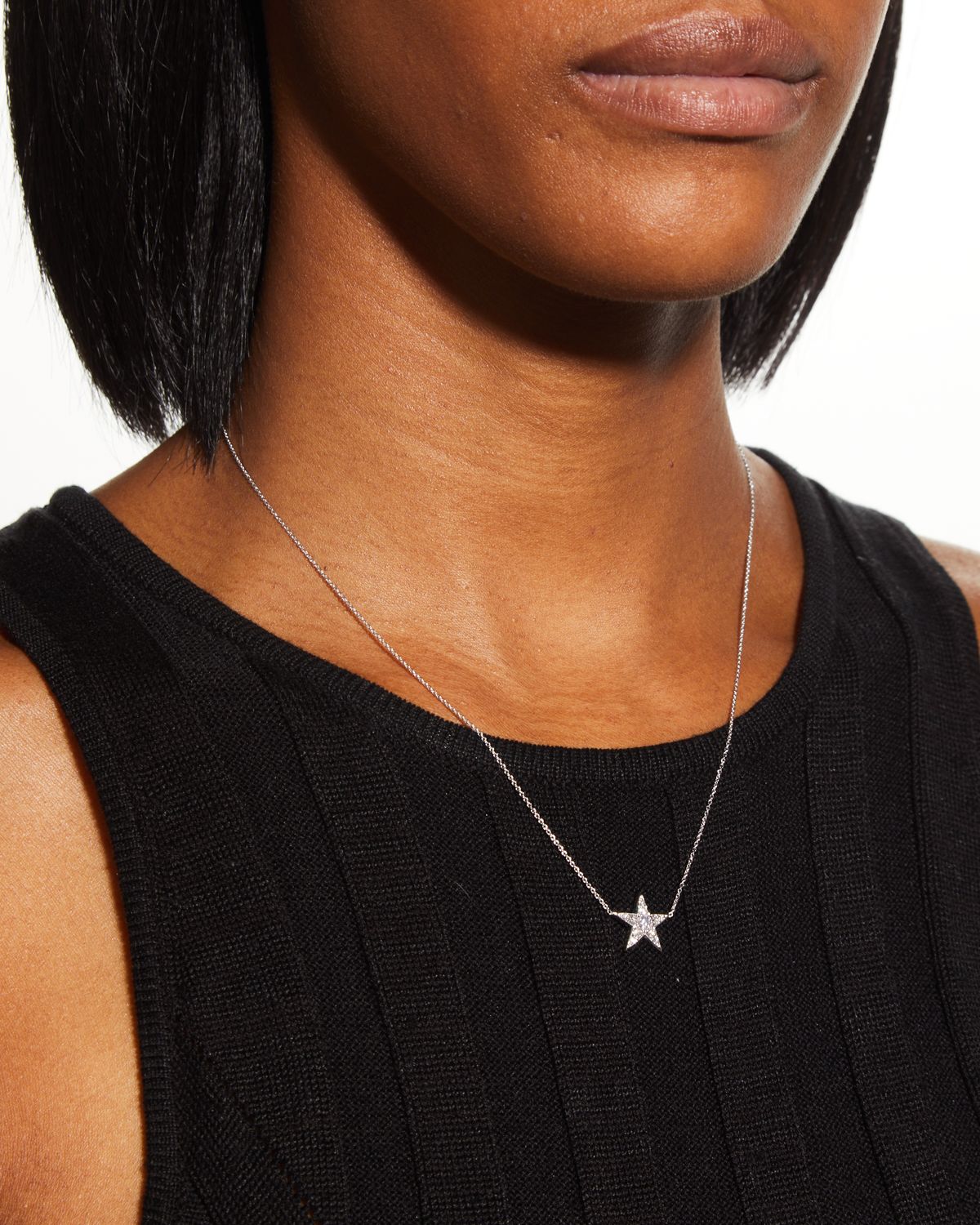 Roberto Coin 18K White Gold Diamond Star Necklace