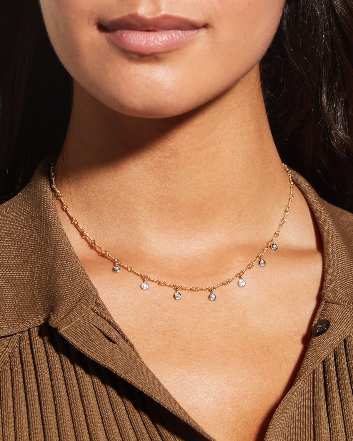 Roberto Coin Dangle Diamond Dog Bone Chain Necklace