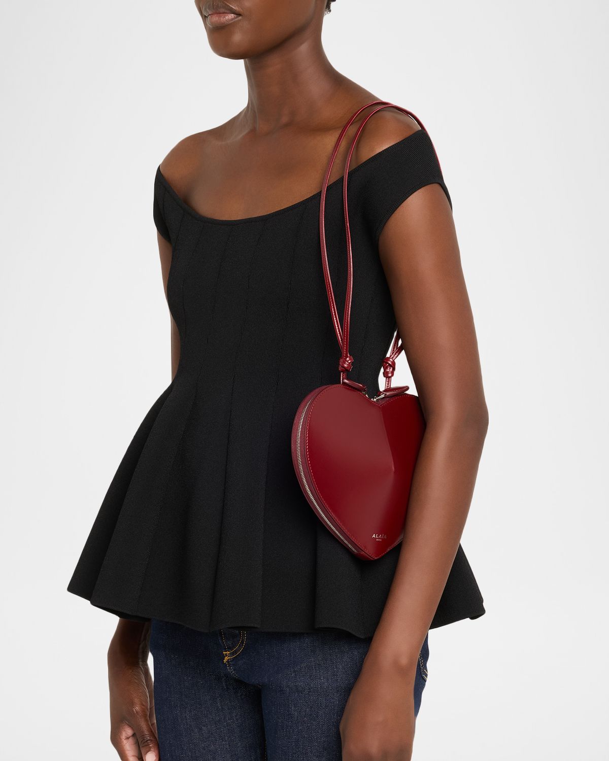 ALAIA Le Coeur Crossbody Bag in Lux Leather
