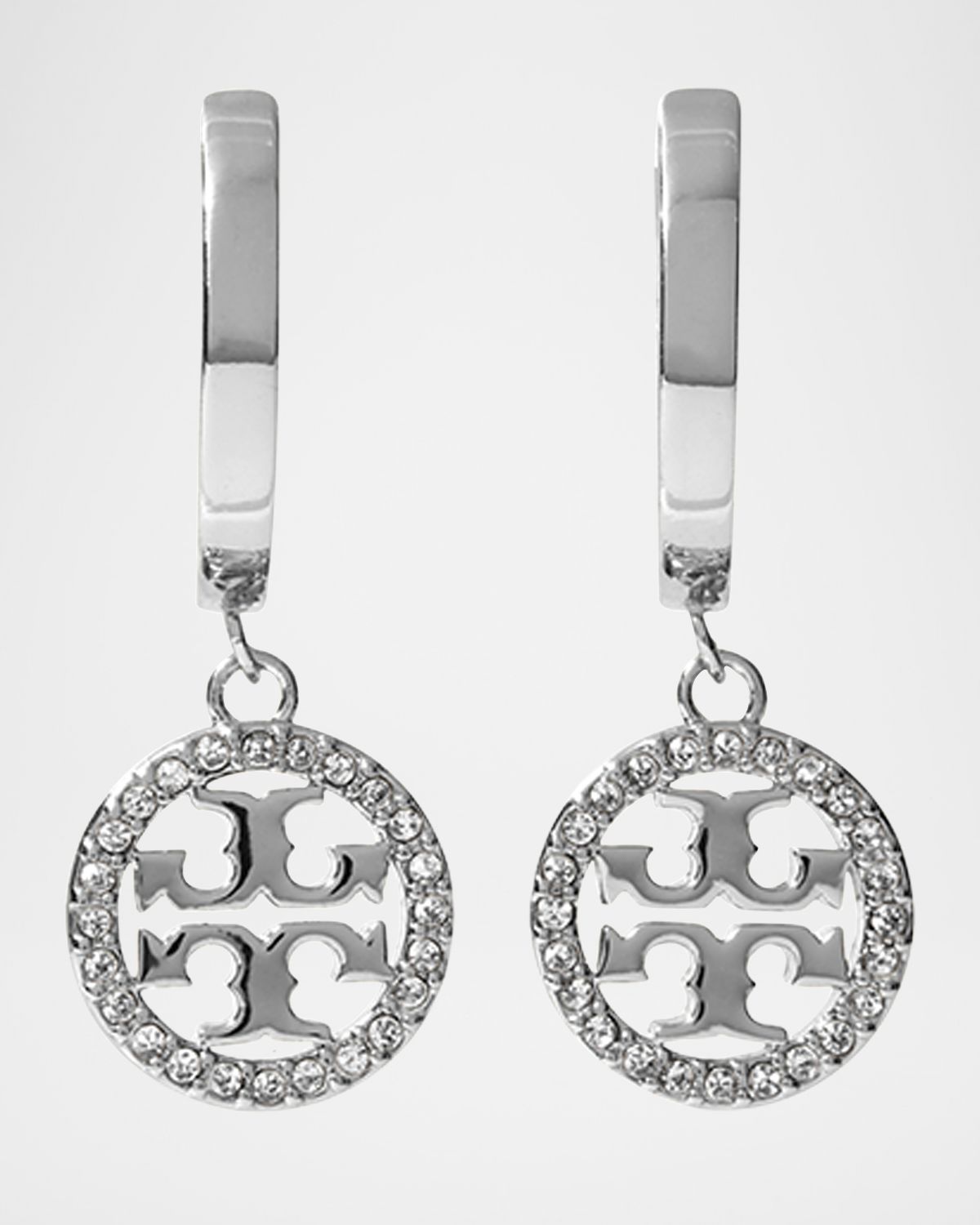 Tory Burch Icon Pavé Clip-On Hoop Earrings