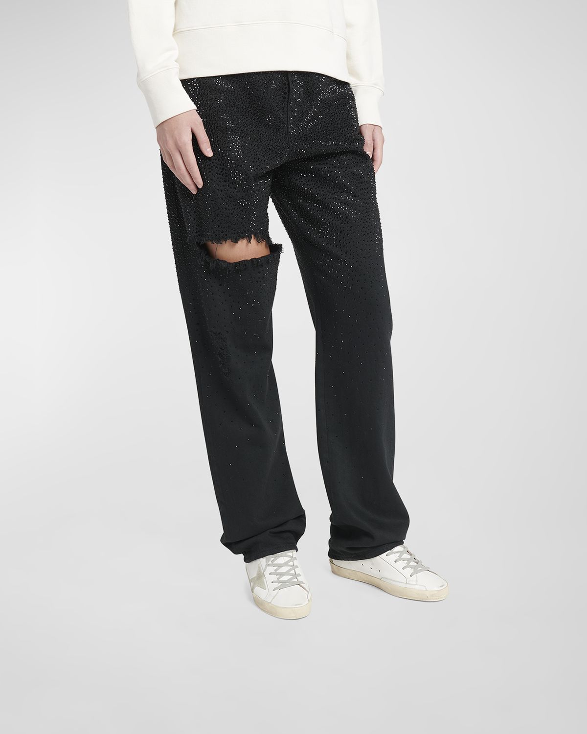 Golden Goose Superstar Leather Upper And Heel Suede Star And Spur Cream Sole Sneakers