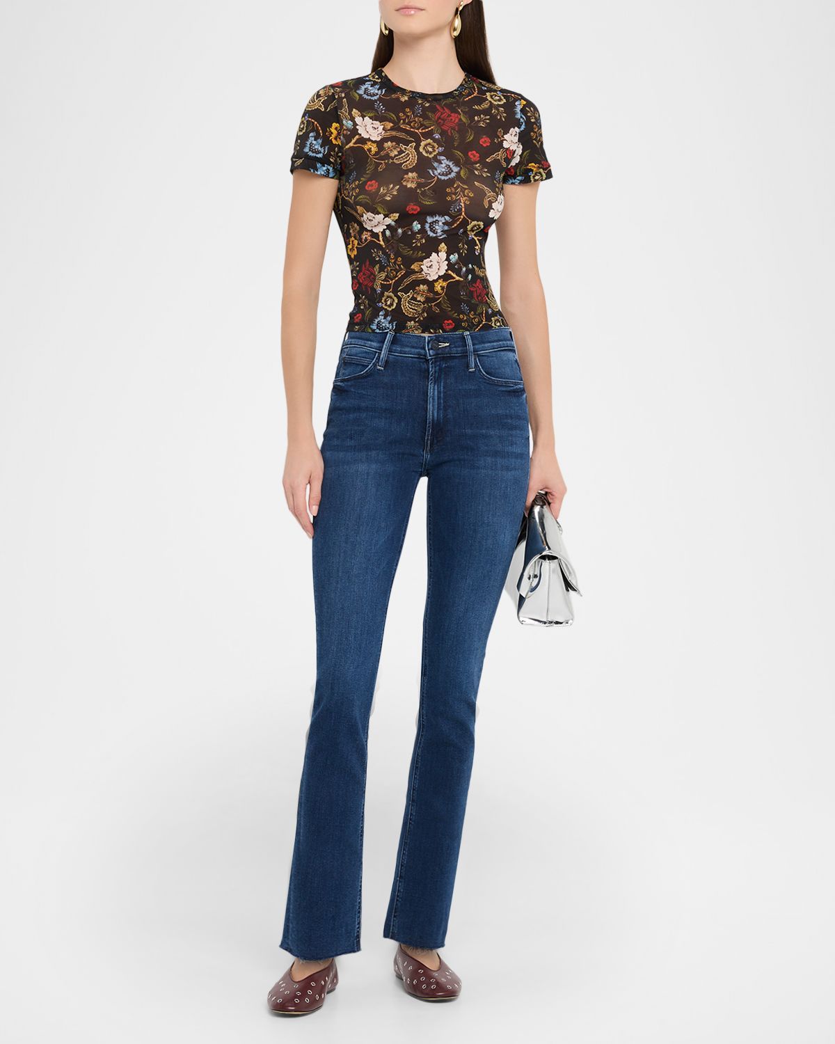 MOTHER The Mid-Rise Dazzler Ankle Fray Jeans