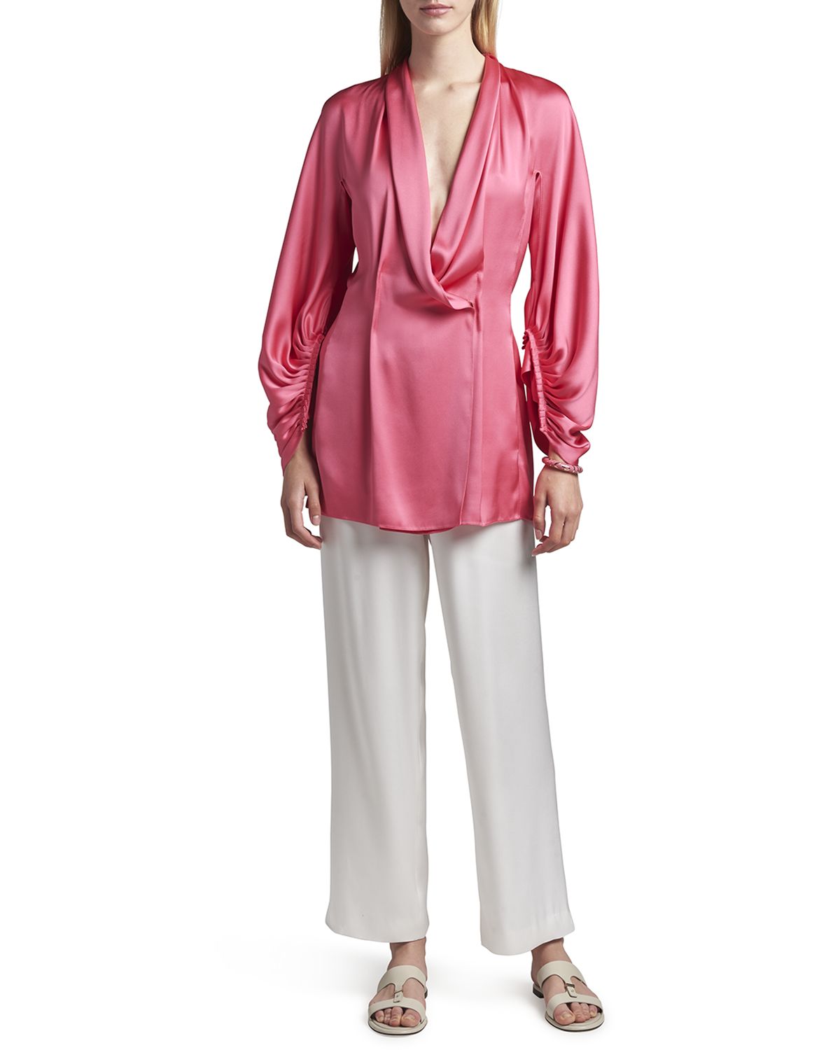 Giorgio Armani Draped Silk Tunic Blouse