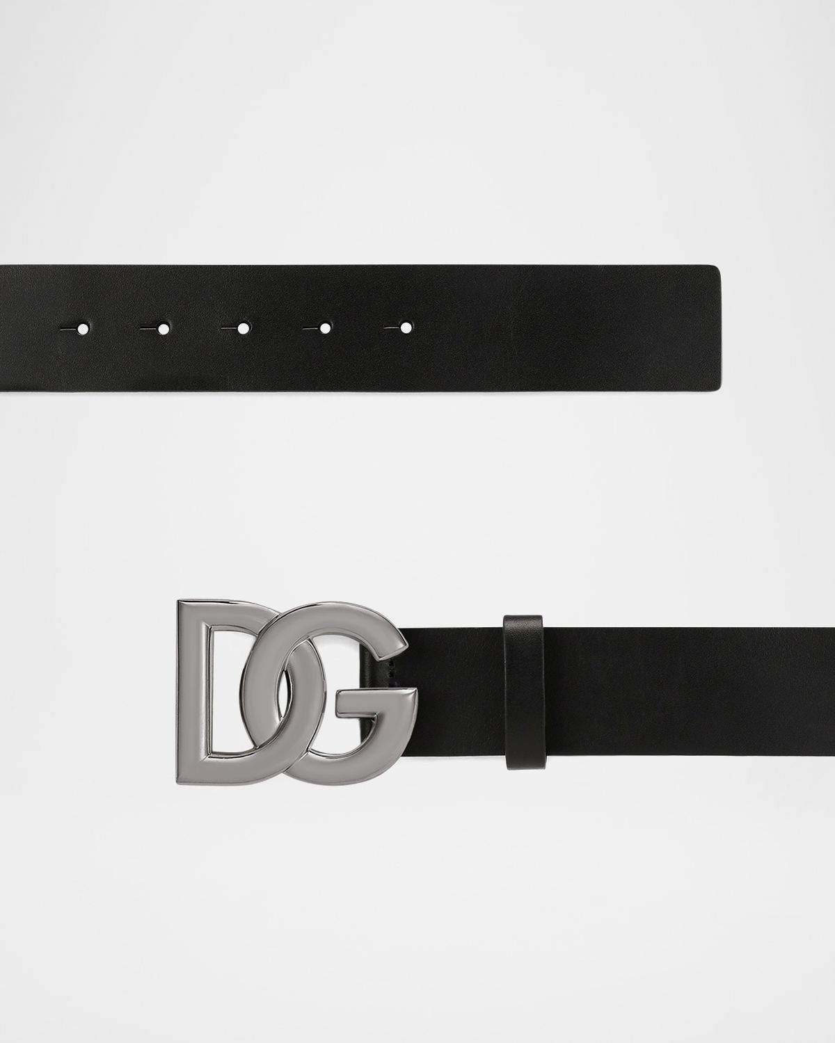 Dolce & Gabbana Men 's DG-Logo Leather Buckle Belt