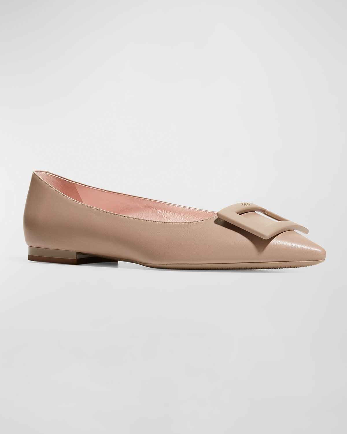 Roger Vivier Gommettine Leather Buckle Ballerina Flats