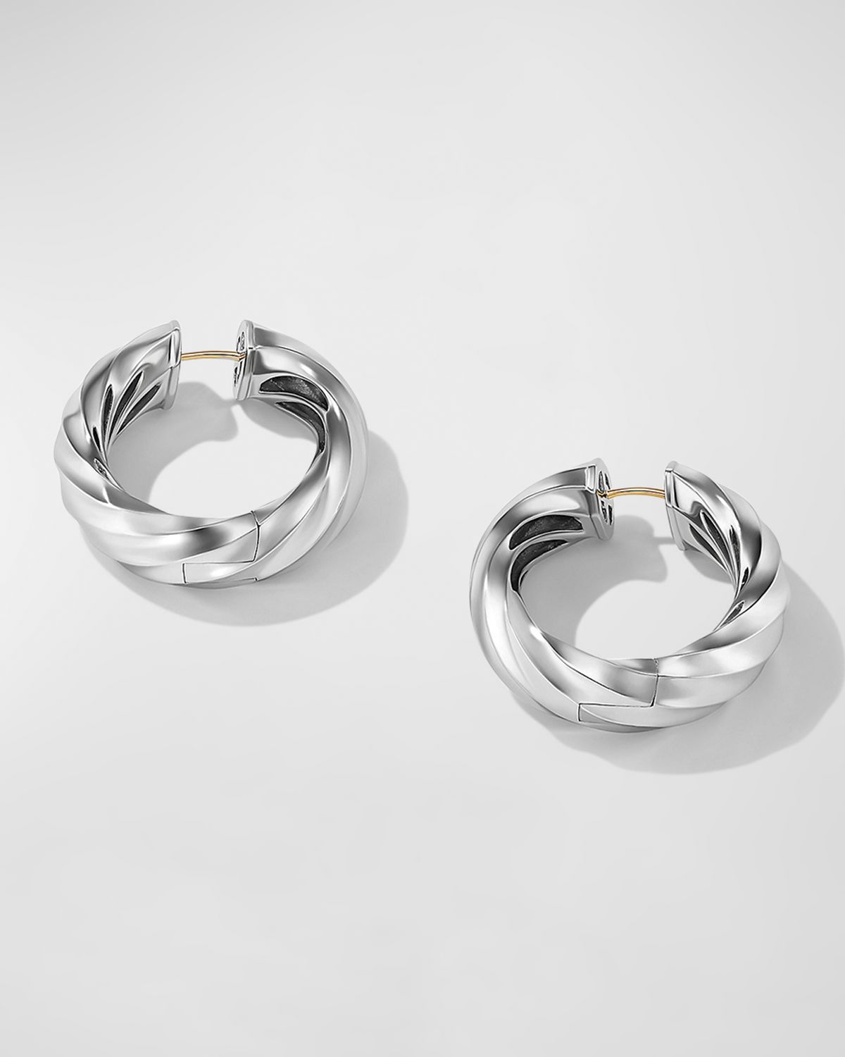 David Yurman Cable Edge Hoop Earrings in Silver, 28.9mm, 1.1"L