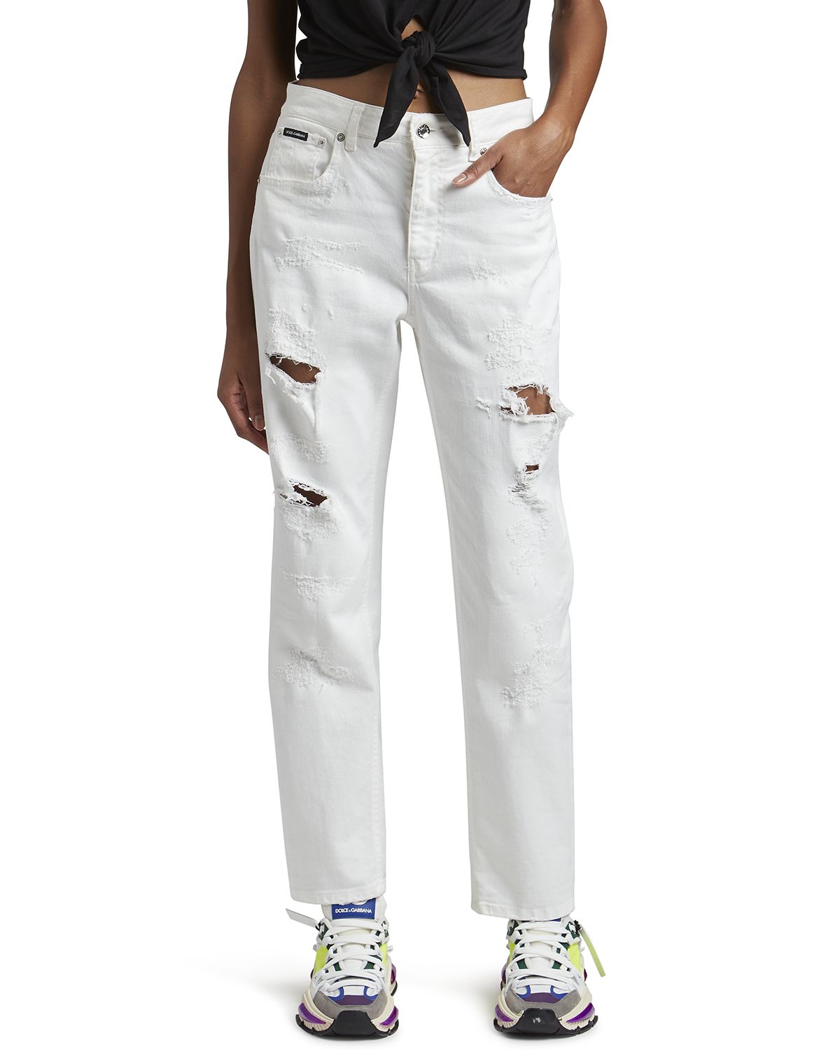 Dolce & Gabbana Distressed Denim Straight-Leg Pants