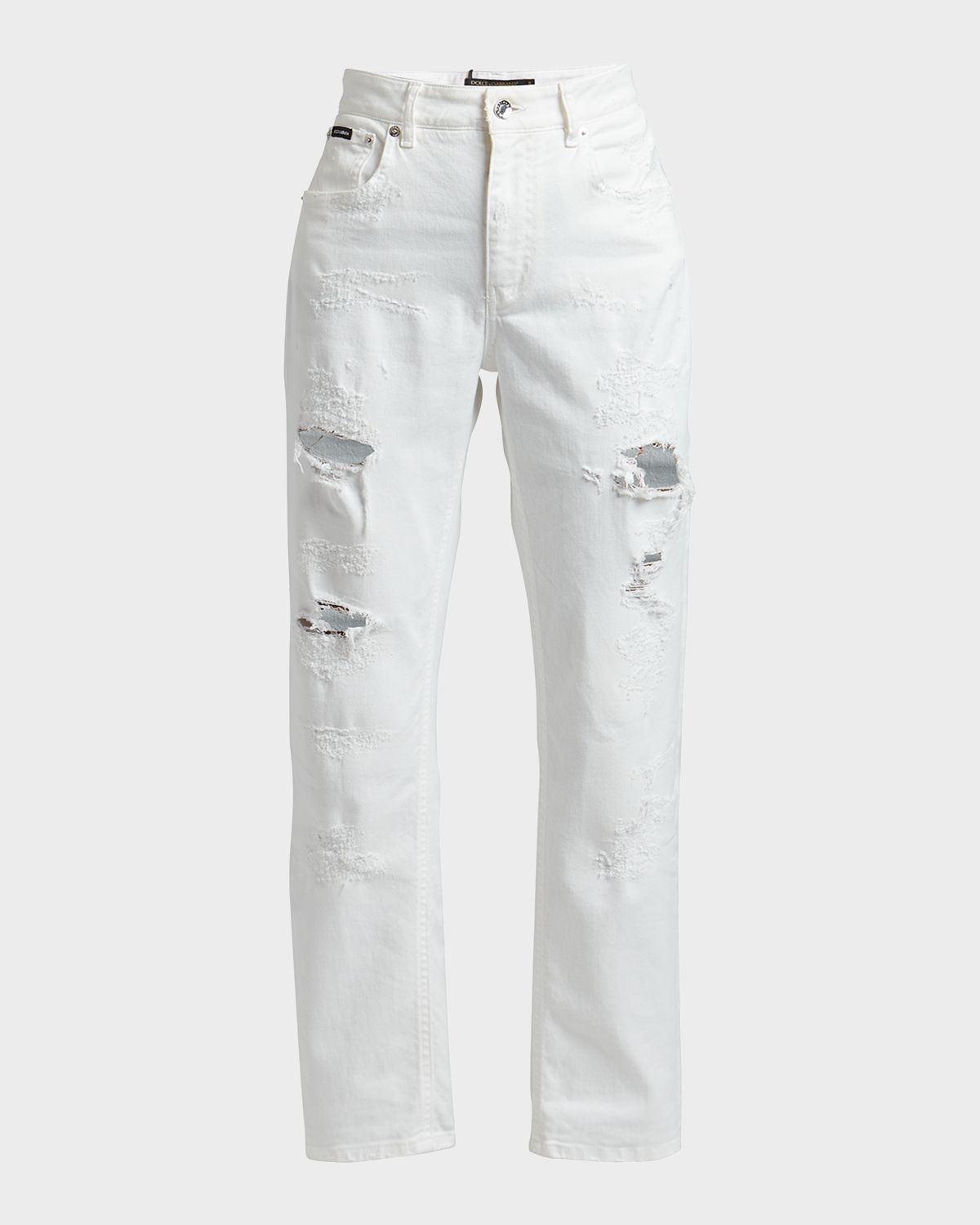 Dolce & Gabbana Distressed Denim Straight-Leg Pants
