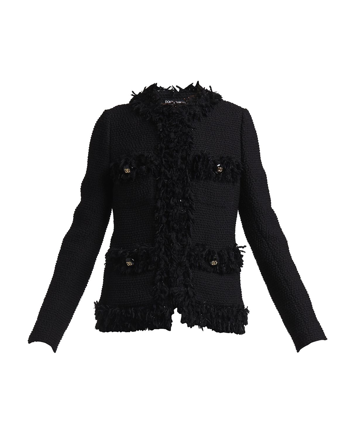 Dolce & Gabbana Paillette Fringe Boucle Jacket