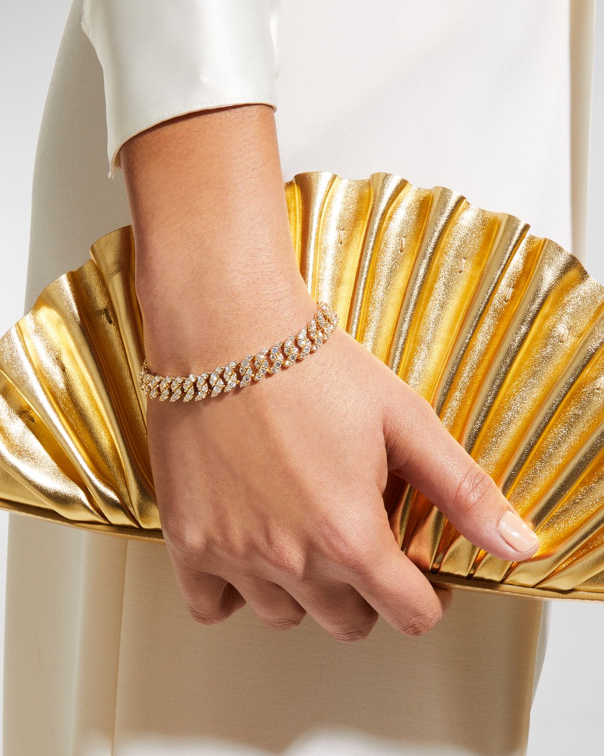 Leo Pizzo Yellow Gold Link Bracelet with Pave Diamonds, 8.06tcw