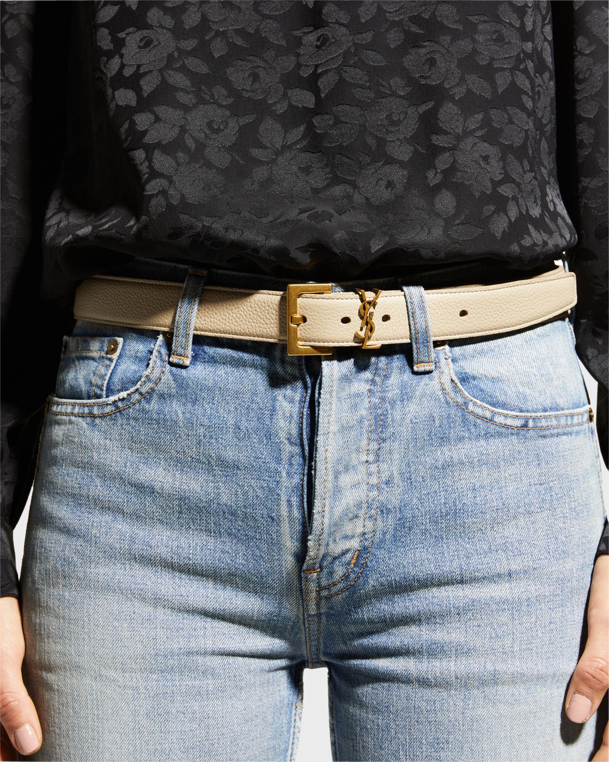 Saint Laurent YSL Calf Leather Belt