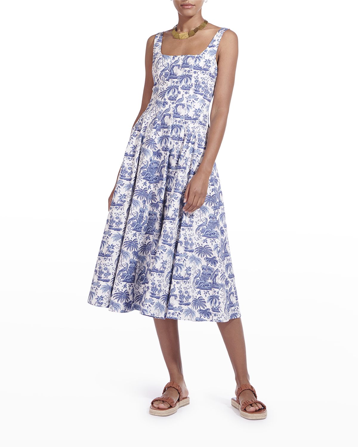 STAUD Wells Toile Poplin Midi Dress