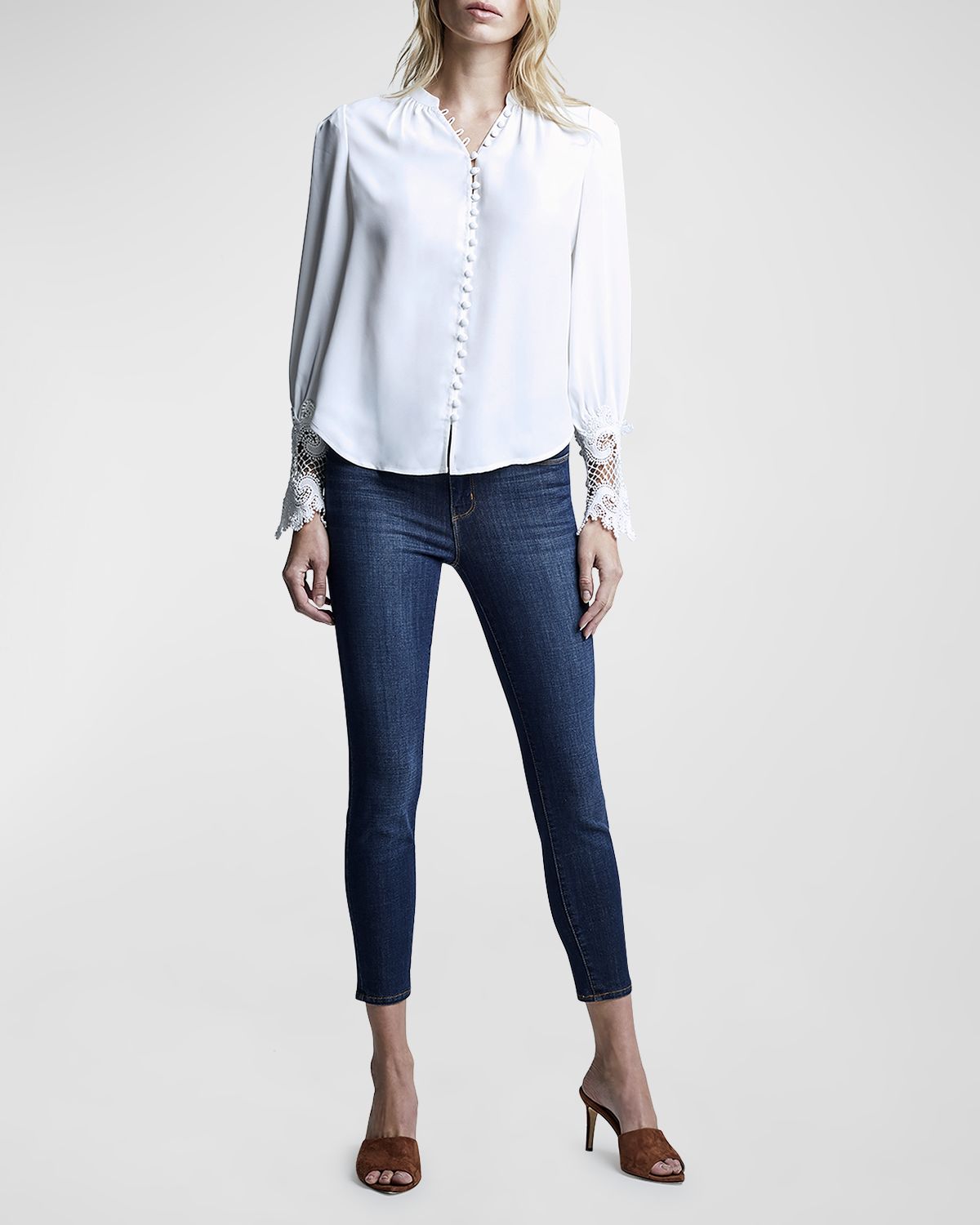 L 'Agence Ava Lace-Cuff Blouse