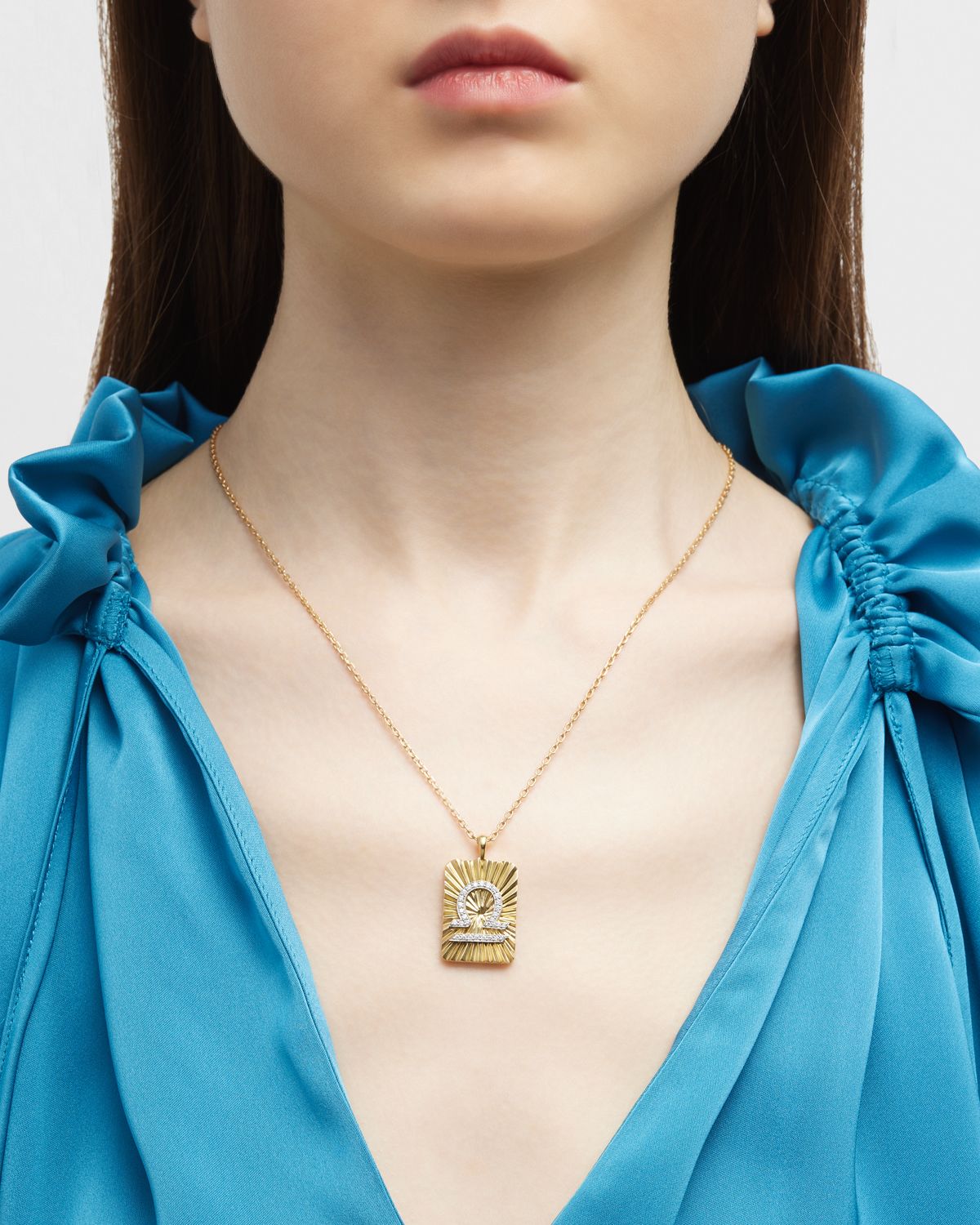 David Webb Diamond Libra Pendant Necklace