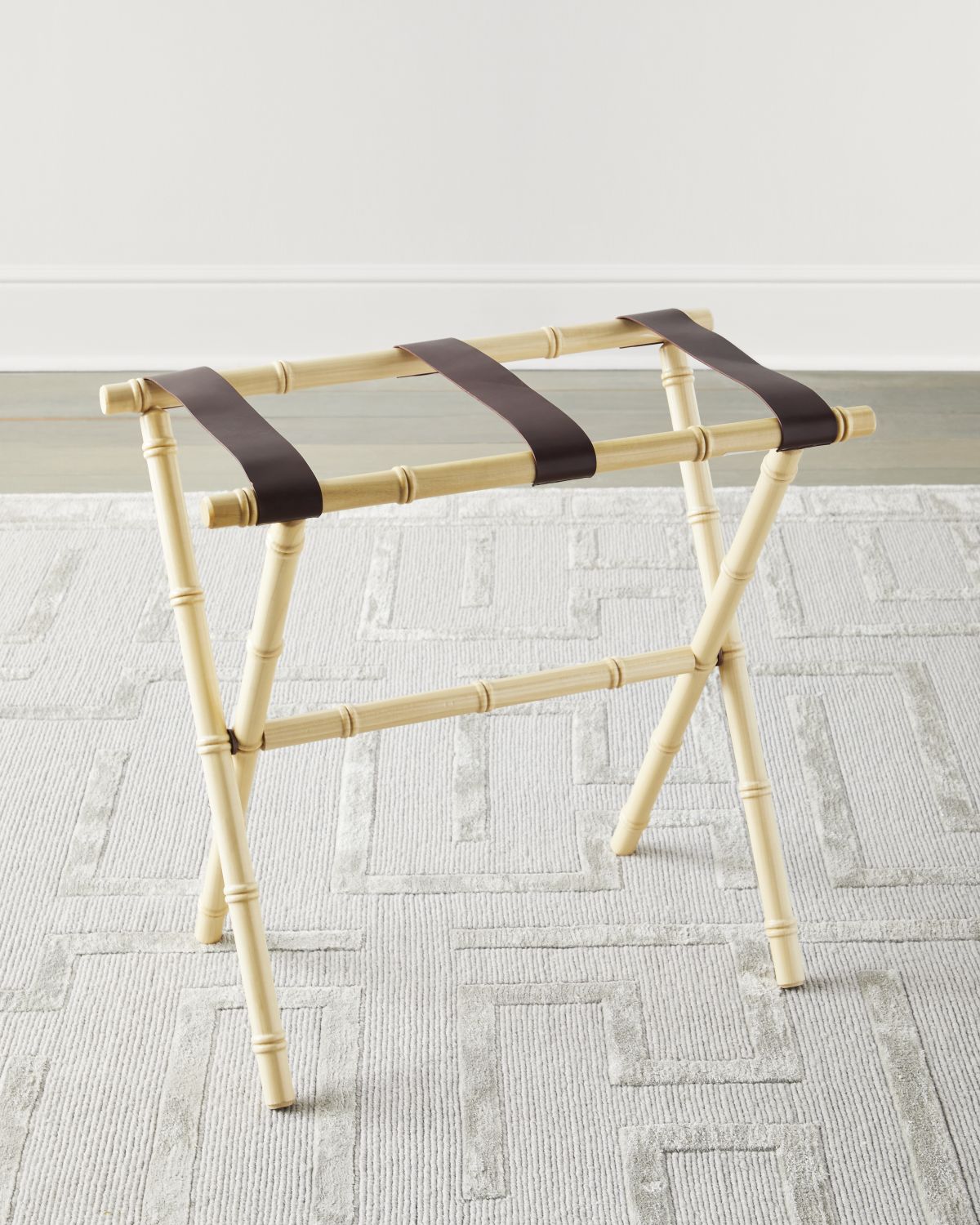 Gate House Furniture Bamboo Inspired Luggage Rack with Leather Straps | Thumbnail 6 Gate House Furniture Bamboo Inspired Luggage Rack with Leather Straps | Thumbnail 6