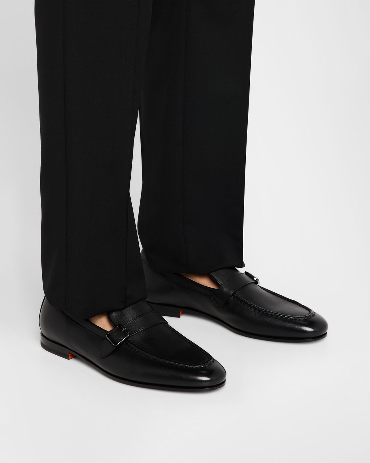 Santoni Men 's Donor Buckle Leather Loafers