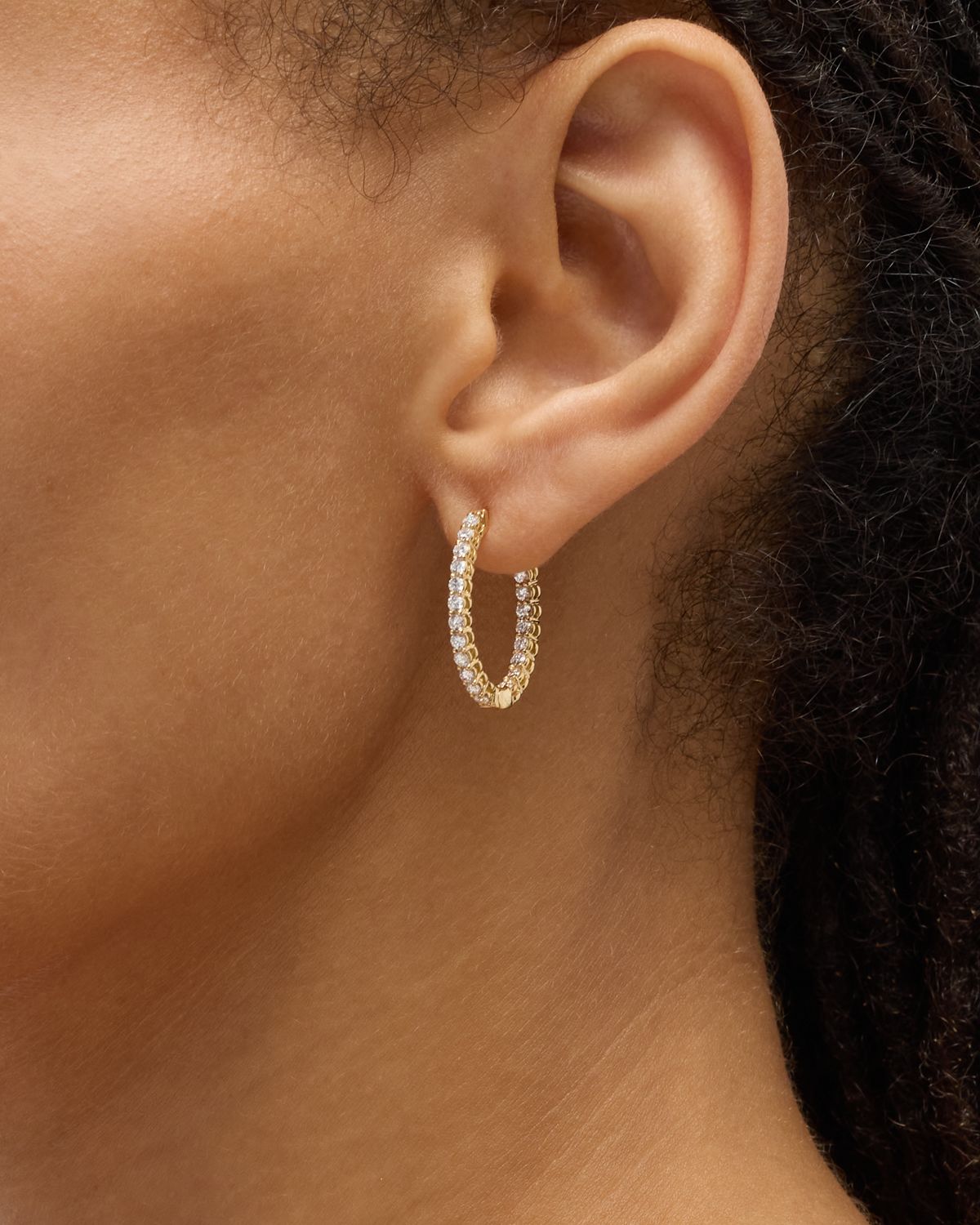 Neiman Marcus Diamonds 18k Diamond Hoop Earrings, 1.20tcw, 0.75"L