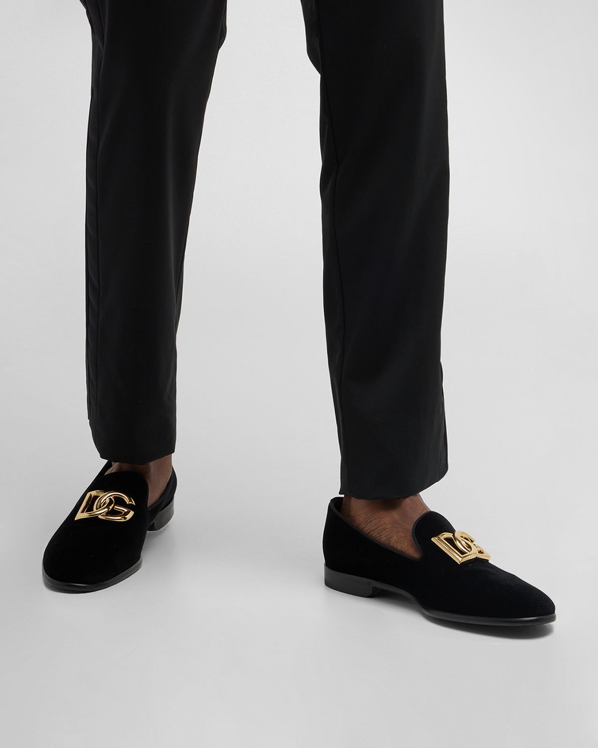 Dolce & Gabbana Men 's Logo Velvet Dress Loafers