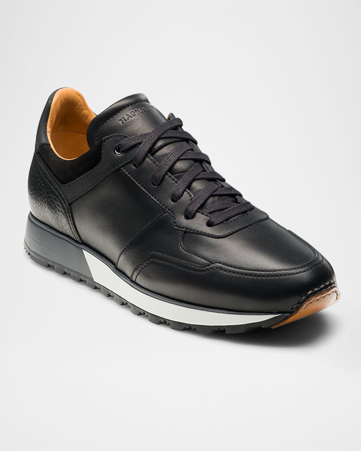 Magnanni Men 's Arco Mix-Leather Trainer Sneakers