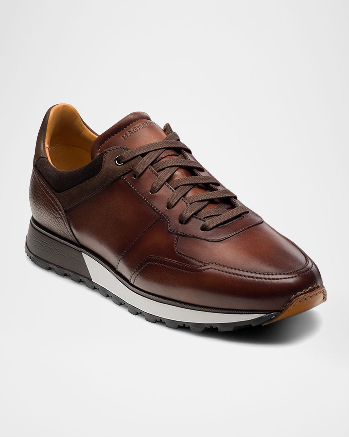 Magnanni Men 's Arco Mix-Leather Trainer Sneakers