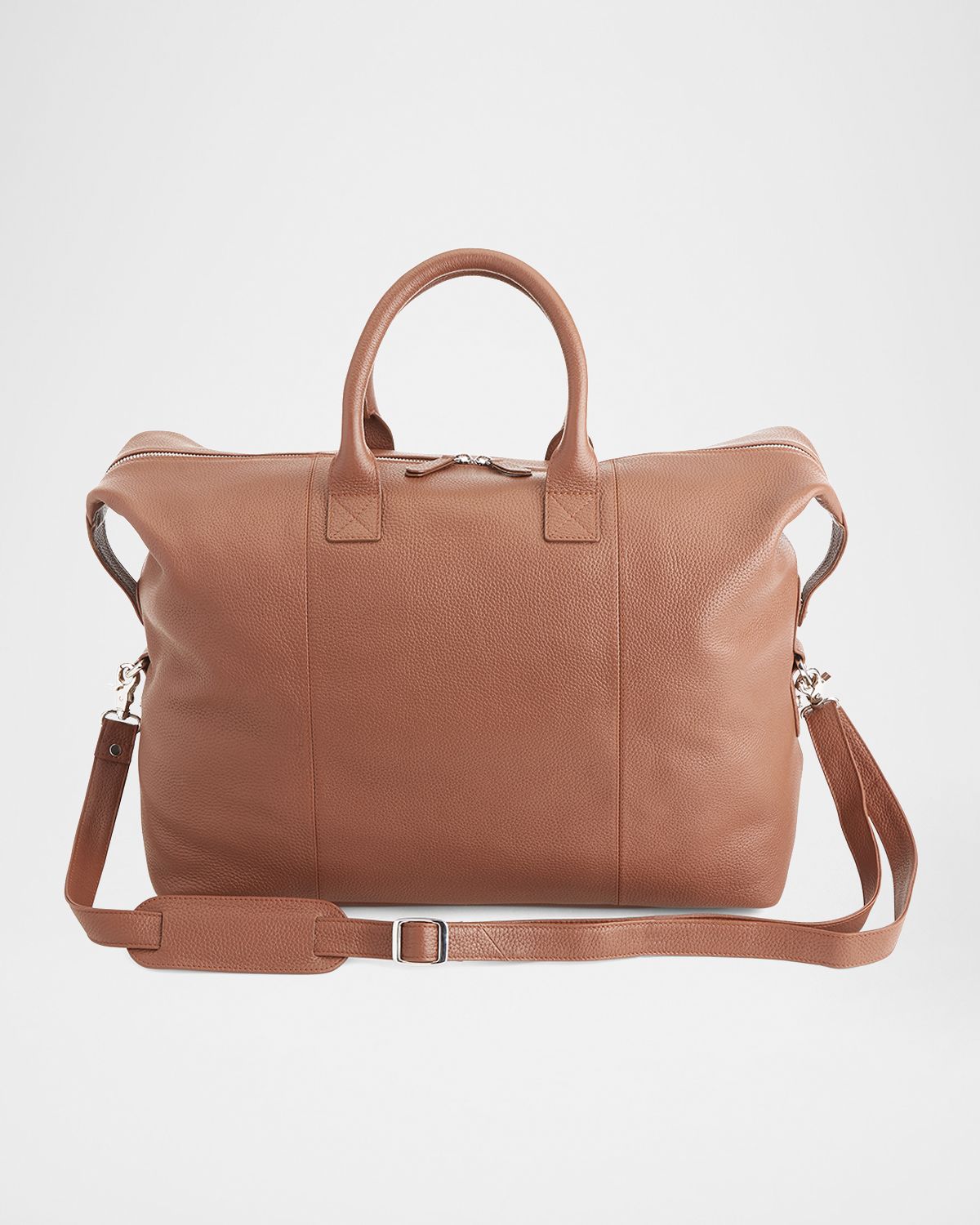 ROYCE New York Monogrammed Leather Duffel Bag with Suitcase Handle Strap