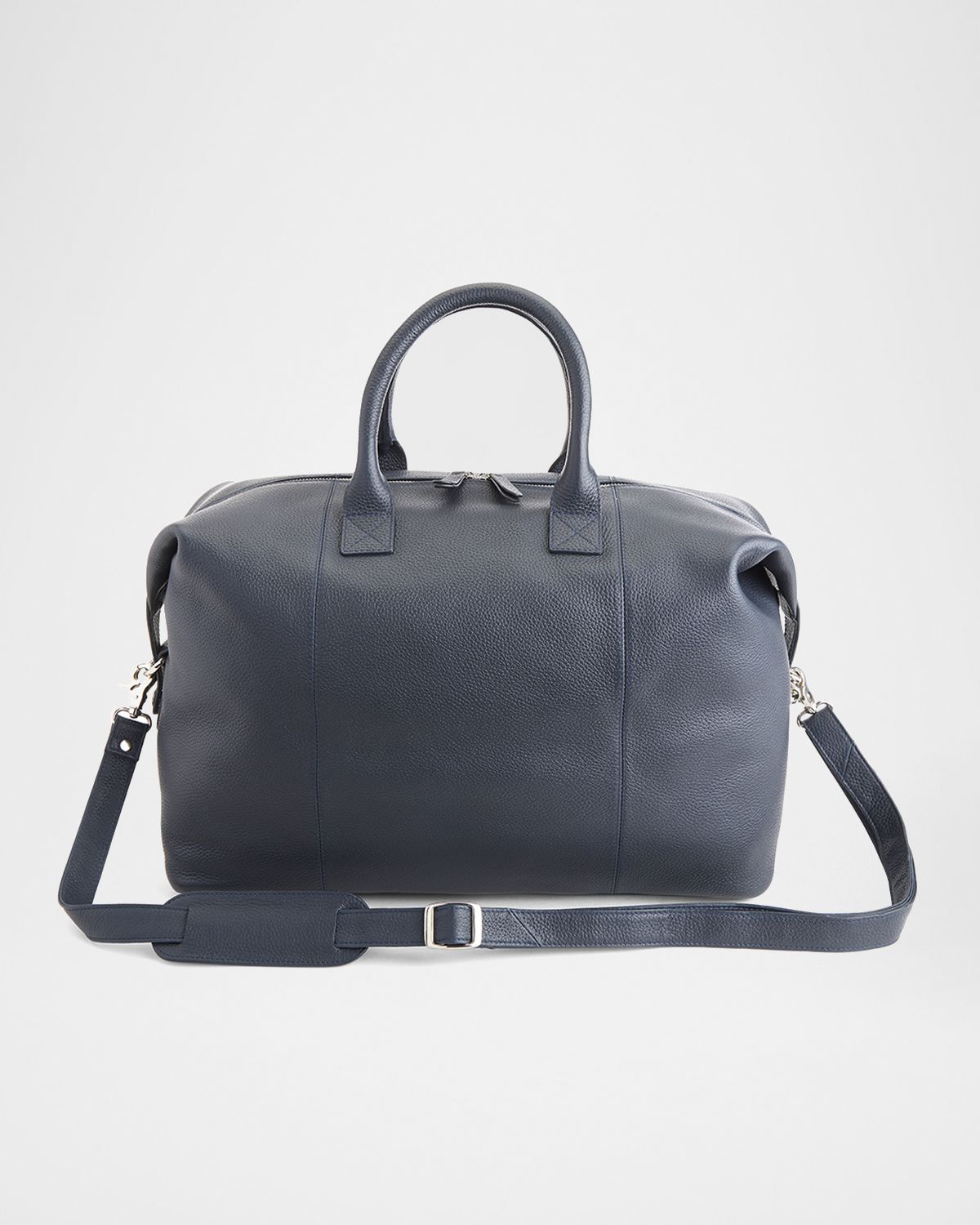 ROYCE New York Monogrammed Leather Duffel Bag with Suitcase Handle Strap