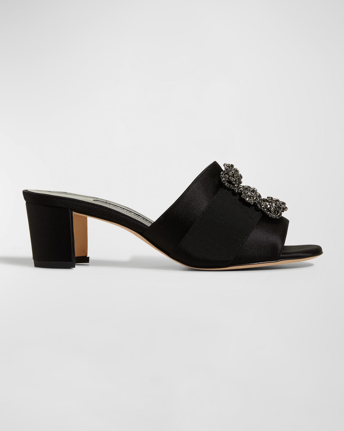 Manolo Blahnik Marta Crystal Buckle Silk Sandals